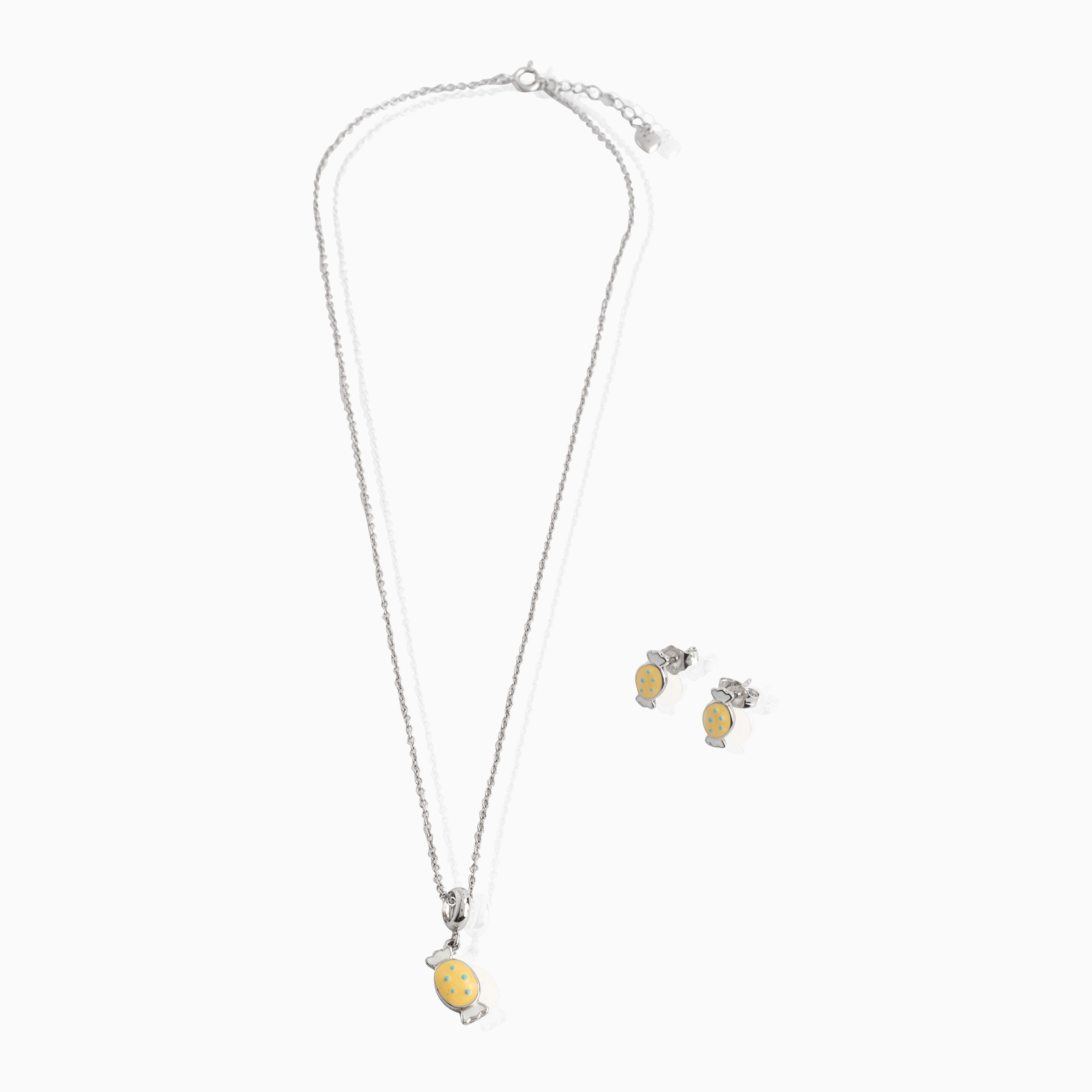 Yellow Candy Pendant with Chain & Earring