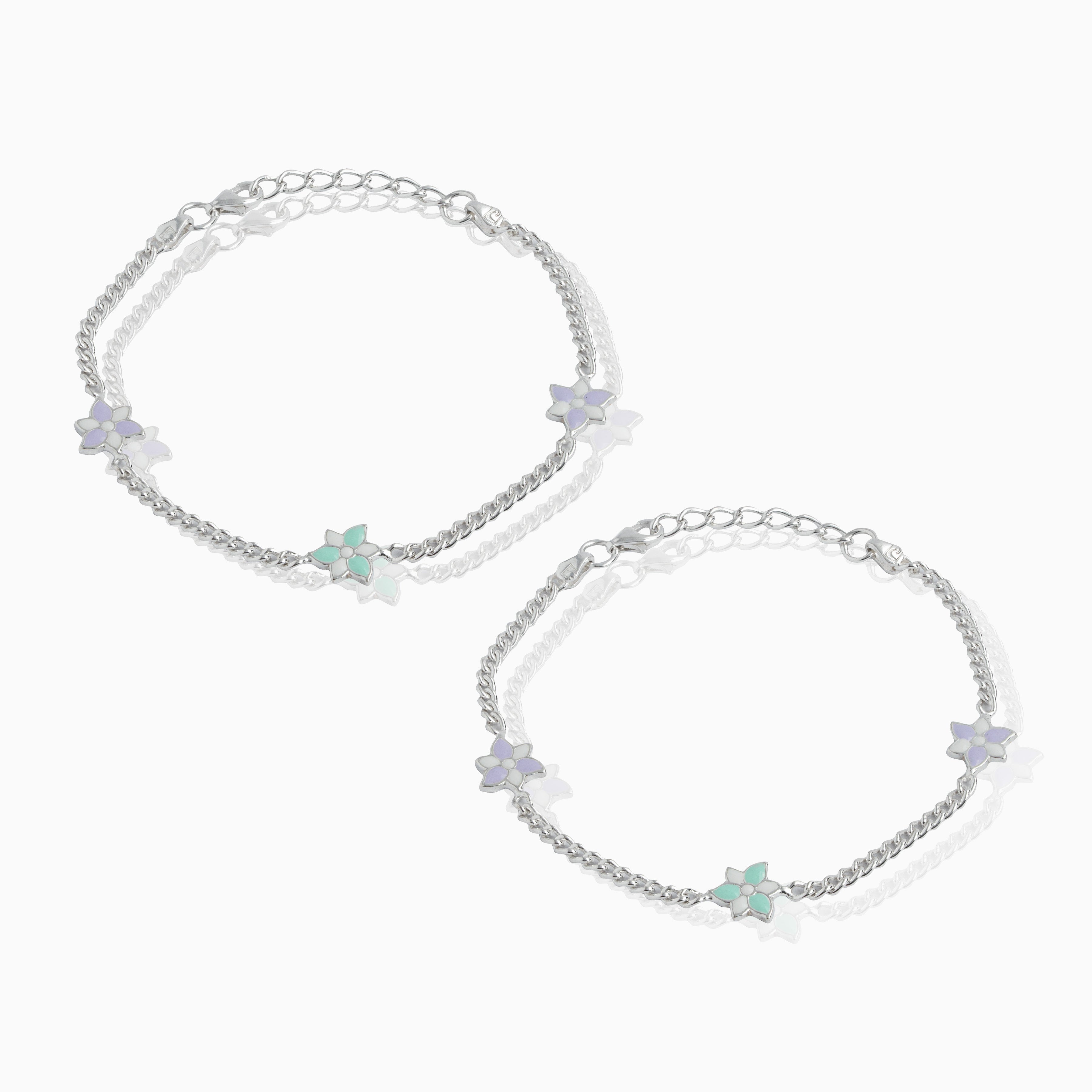 Enamel Flower Design Charm Anklet