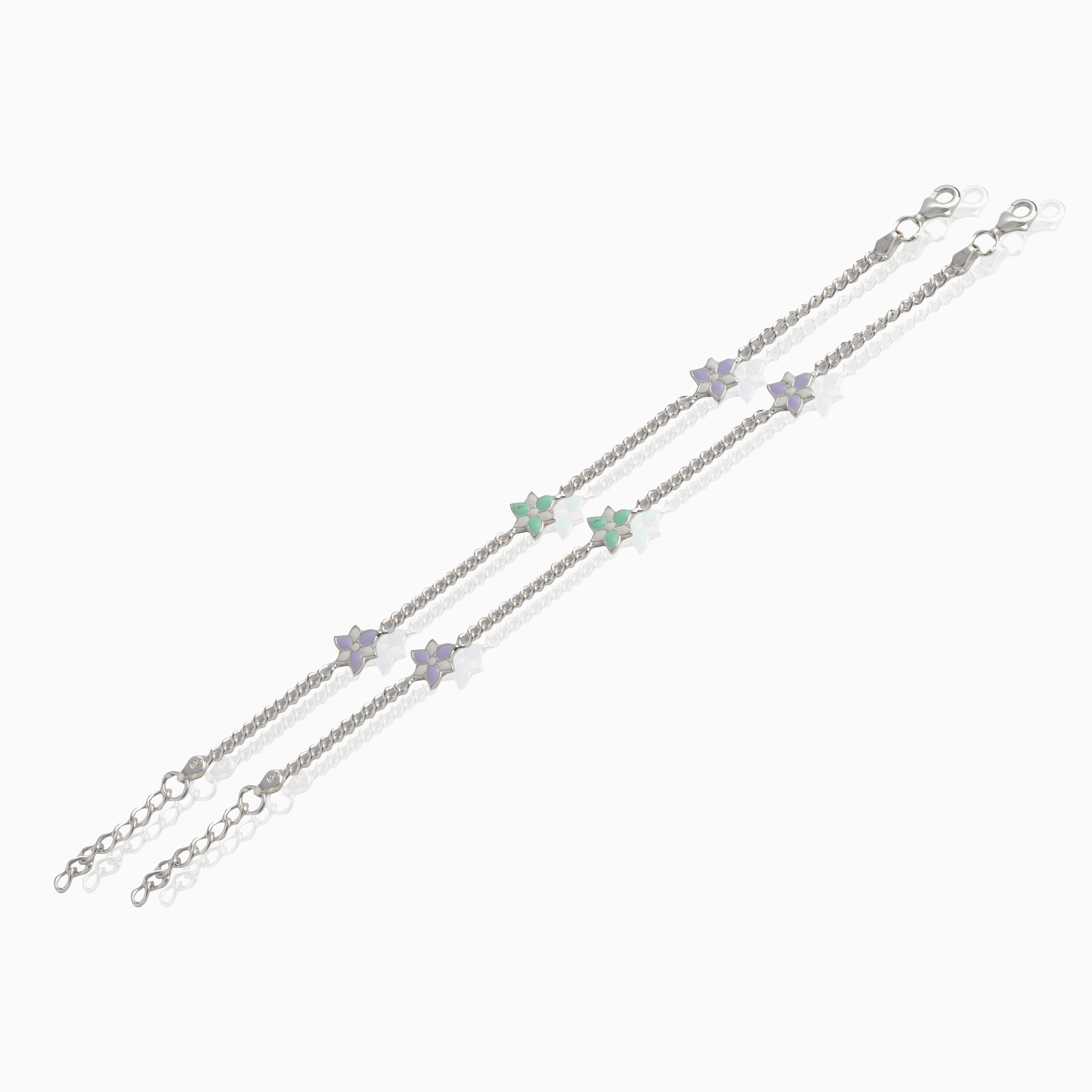 Enamel Flower Design Charm Anklet