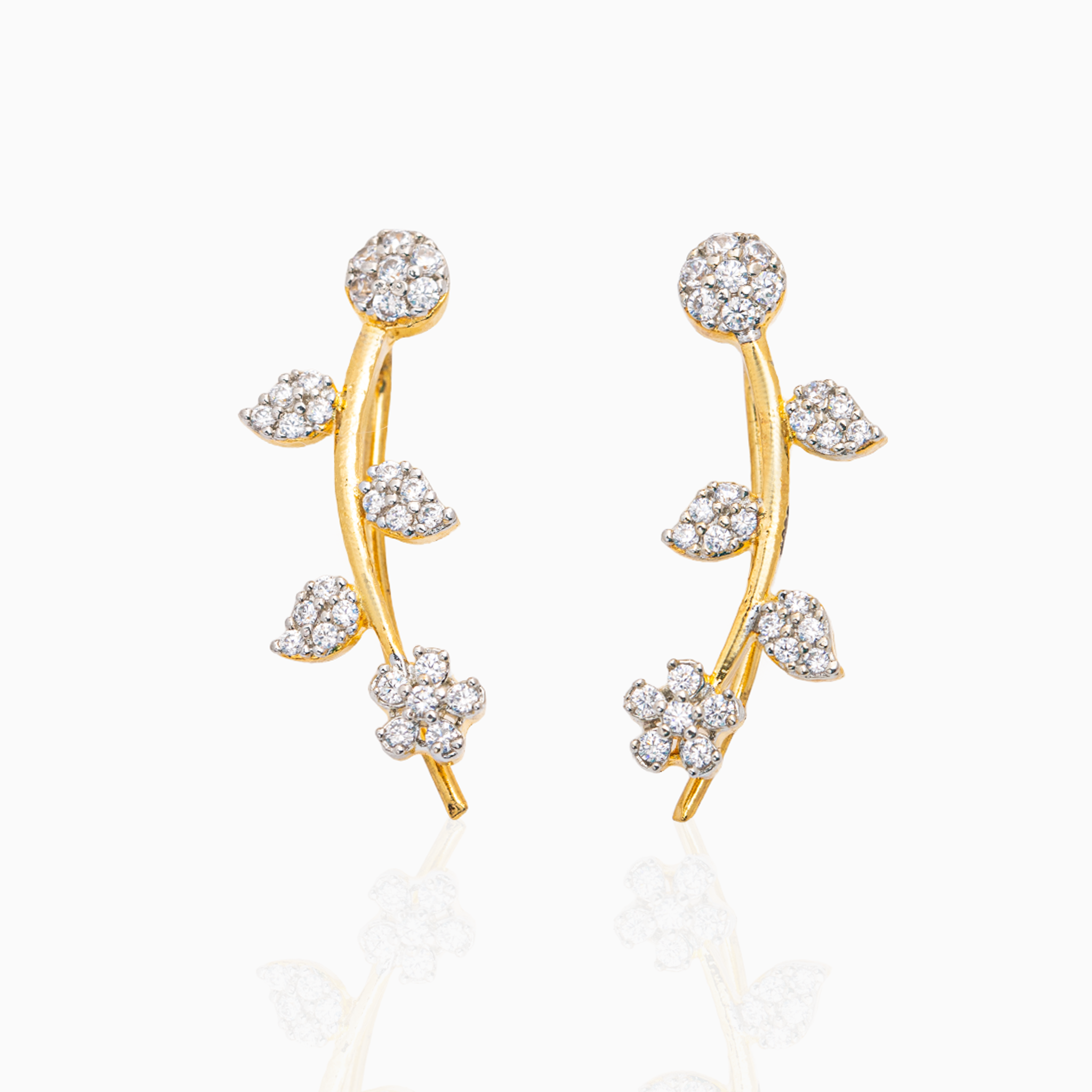 Gold Plated CZ Floral Vine Ear Cuff