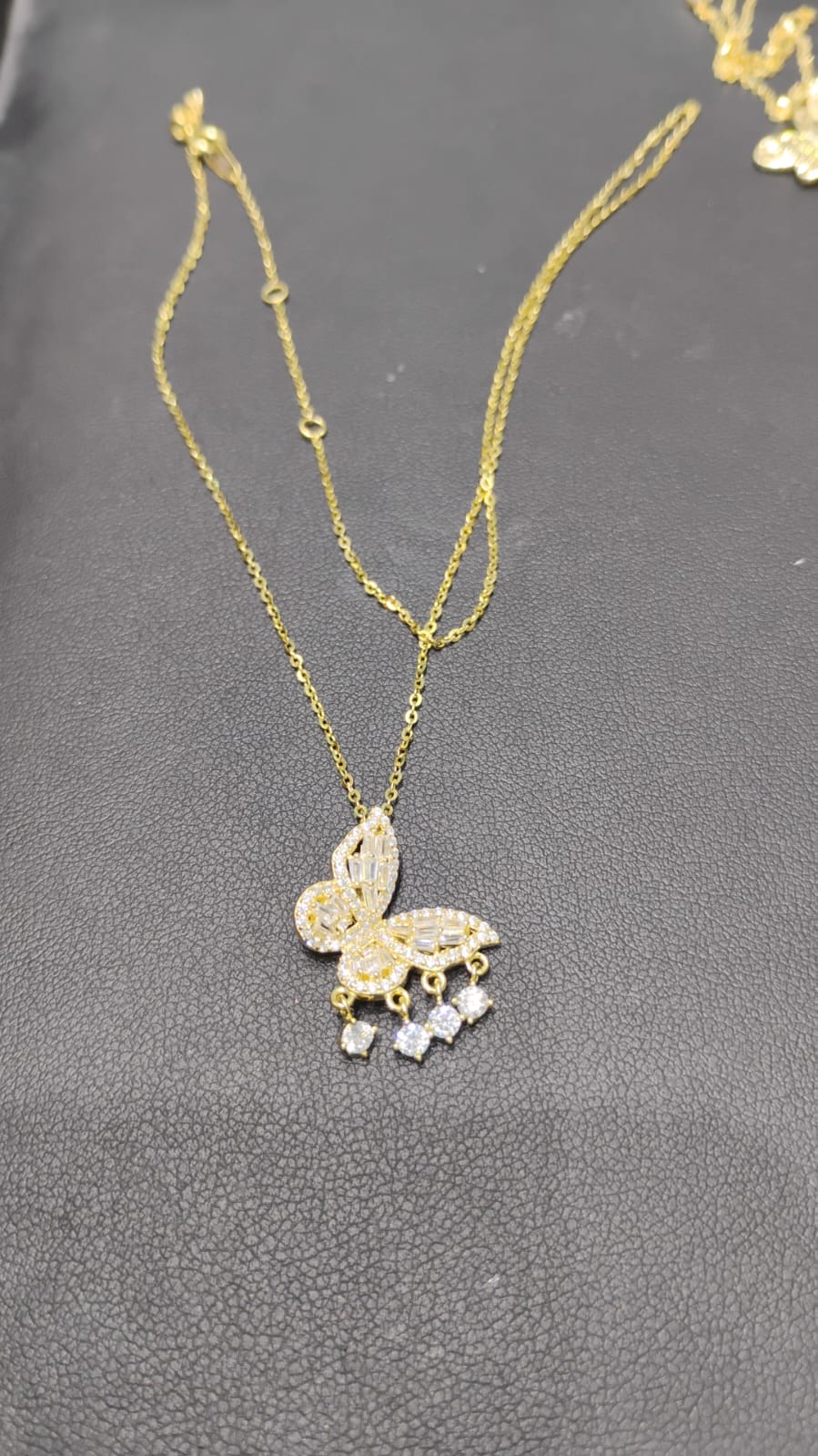 Gold-Plated Butterfly Drop Pendant Chain