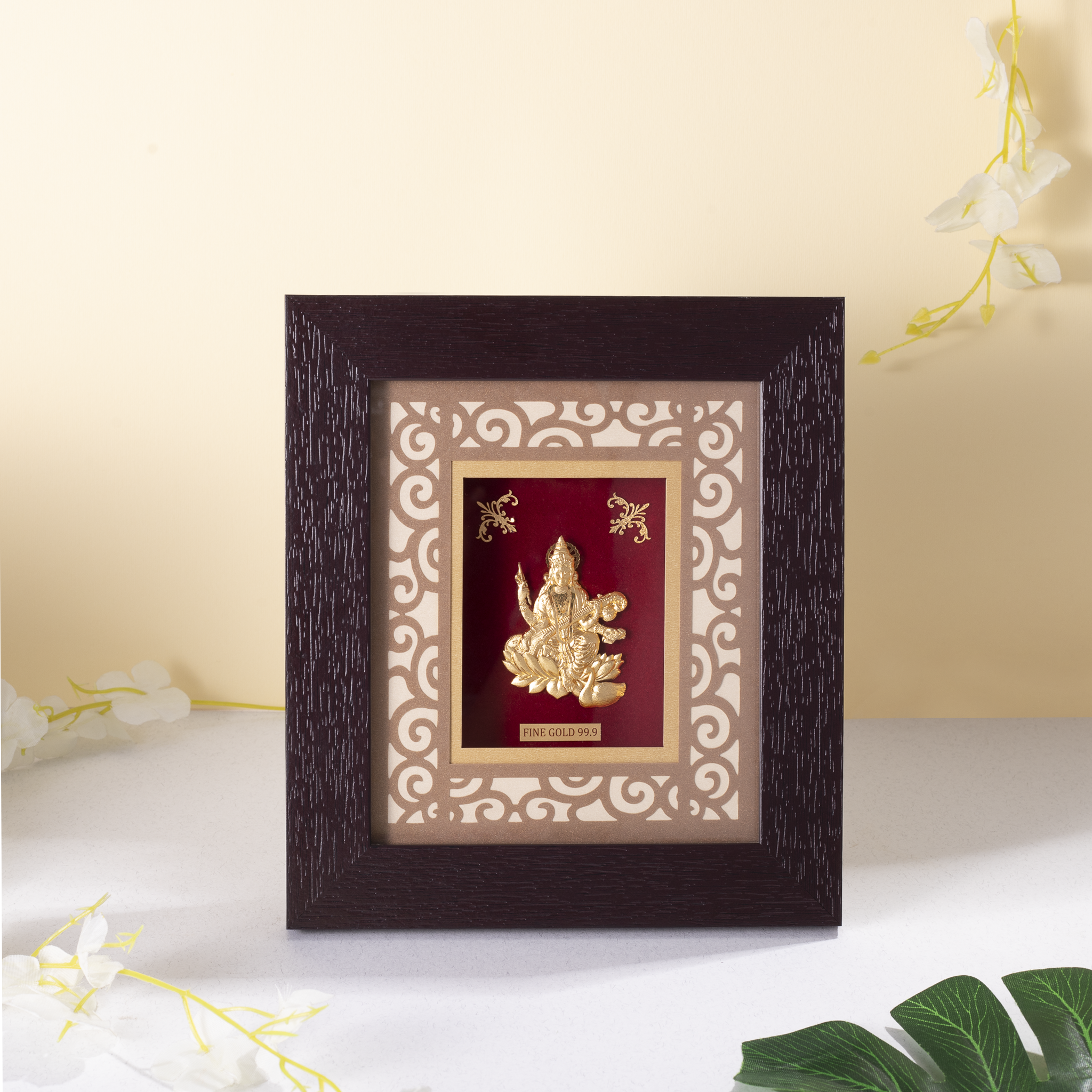 Fine Gold 24KT Goddess Saraswati  Frame