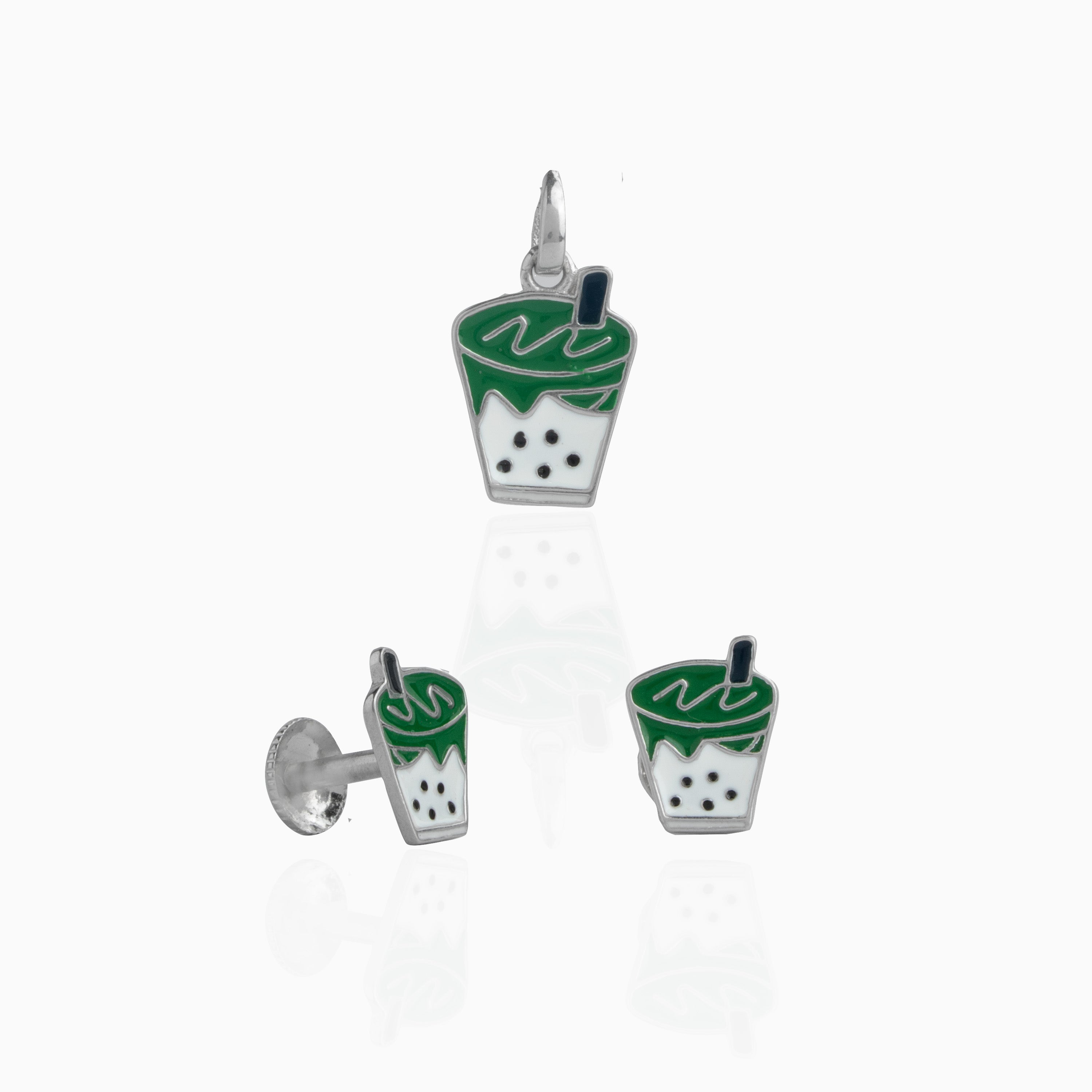 Bubble Tea Pendant and Stud Set