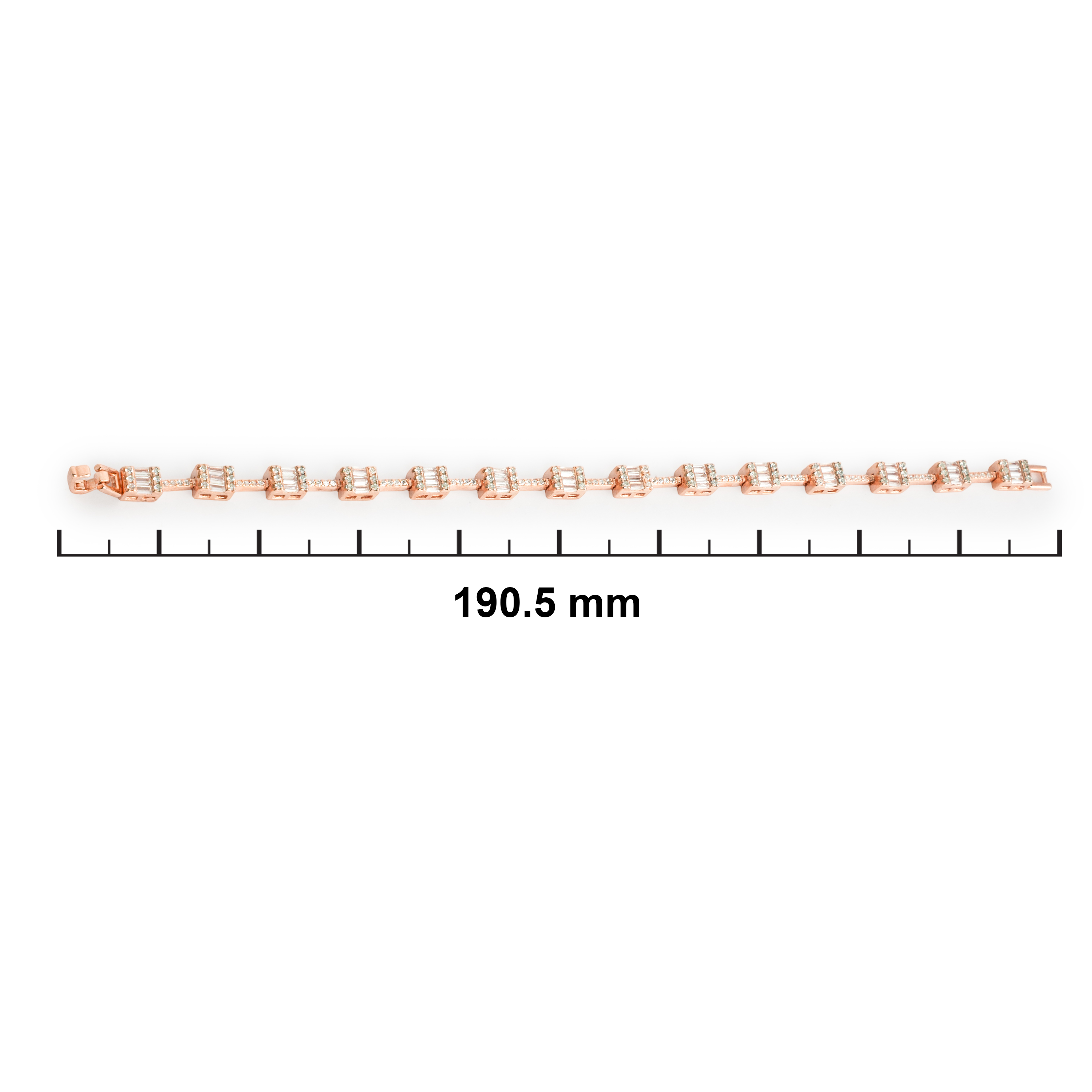 Rose Gold Plated Square-Cut Stone Bracelet