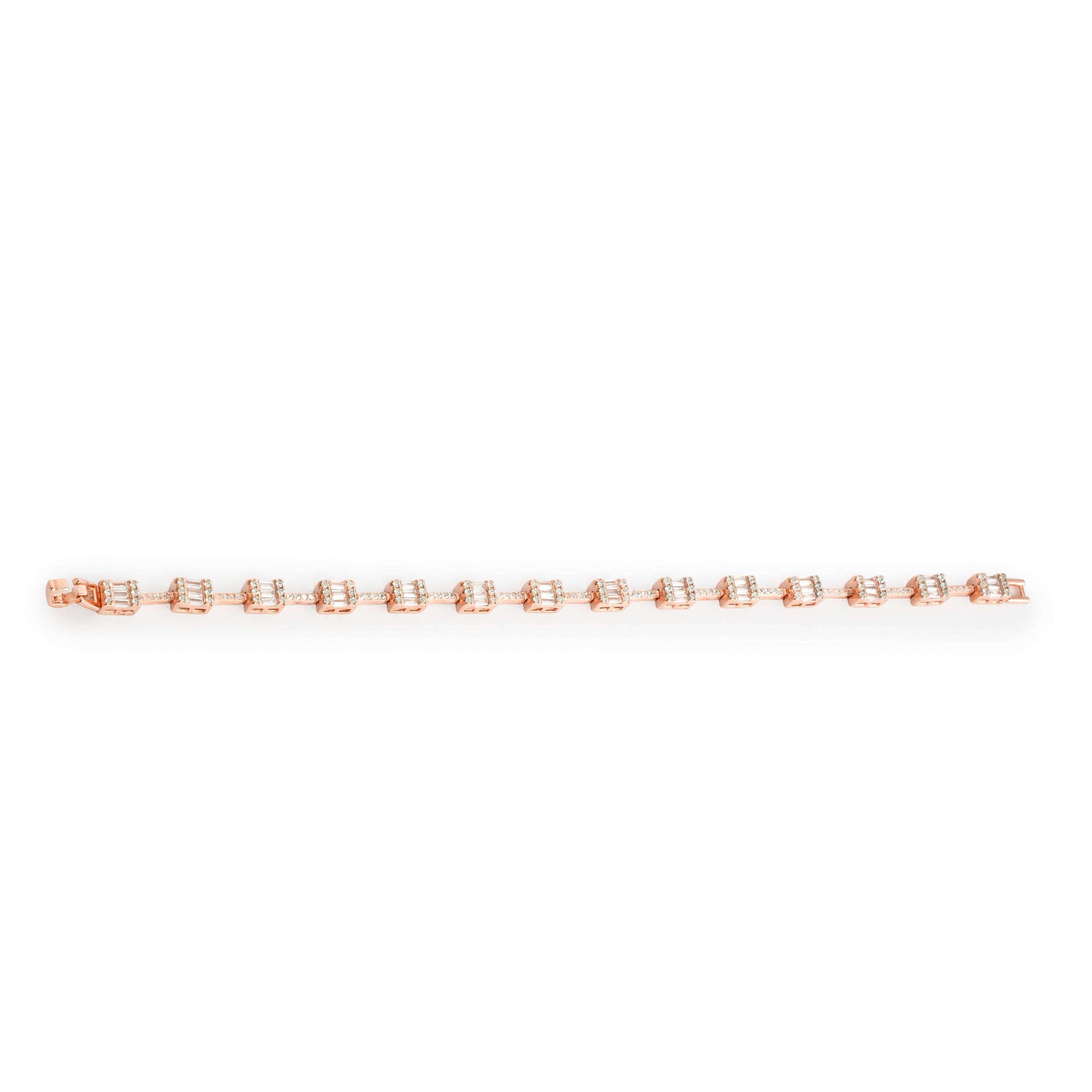 Rose Gold Plated Square-Cut Stone Bracelet