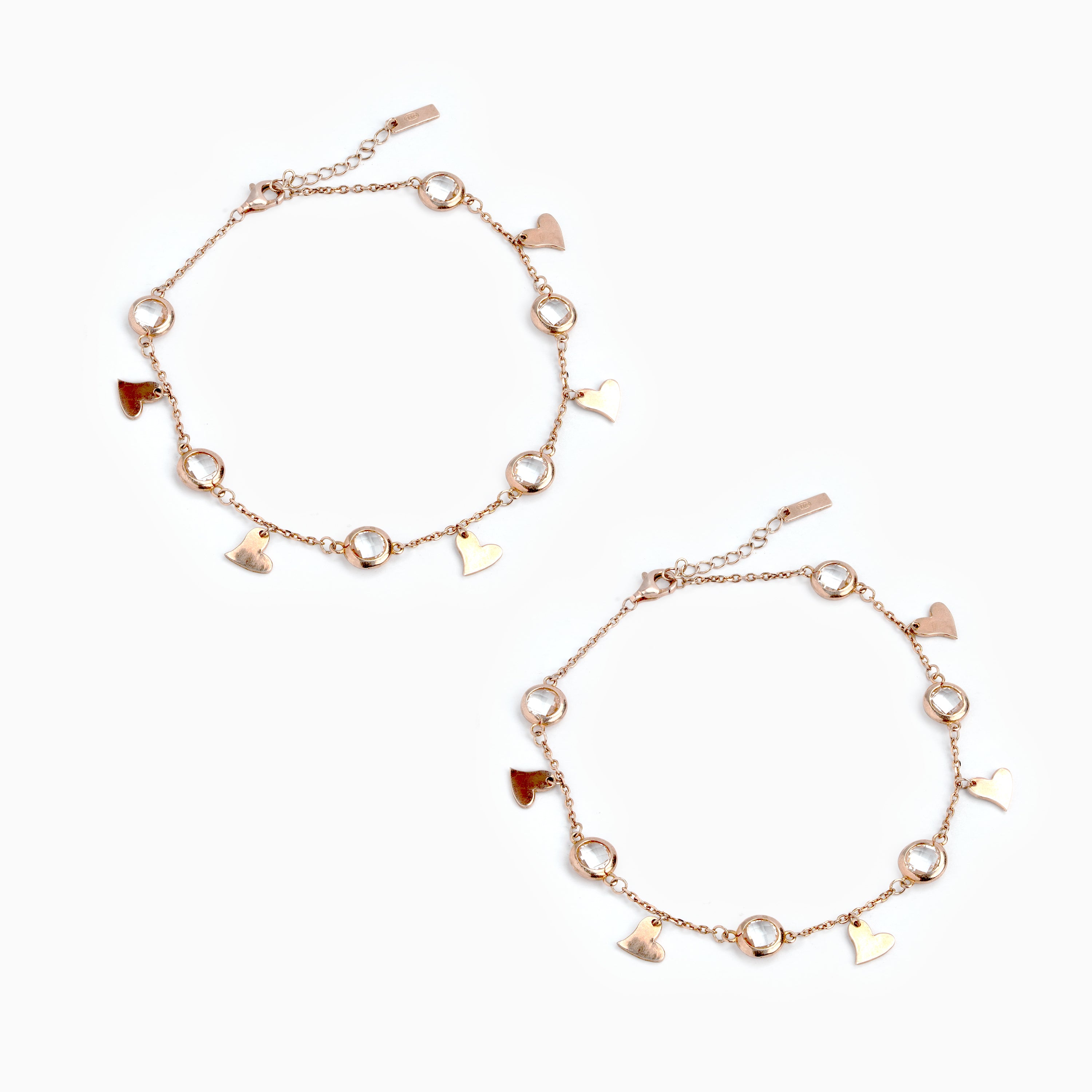 Rose Gold Plated Heart & Circle Charm Anklet