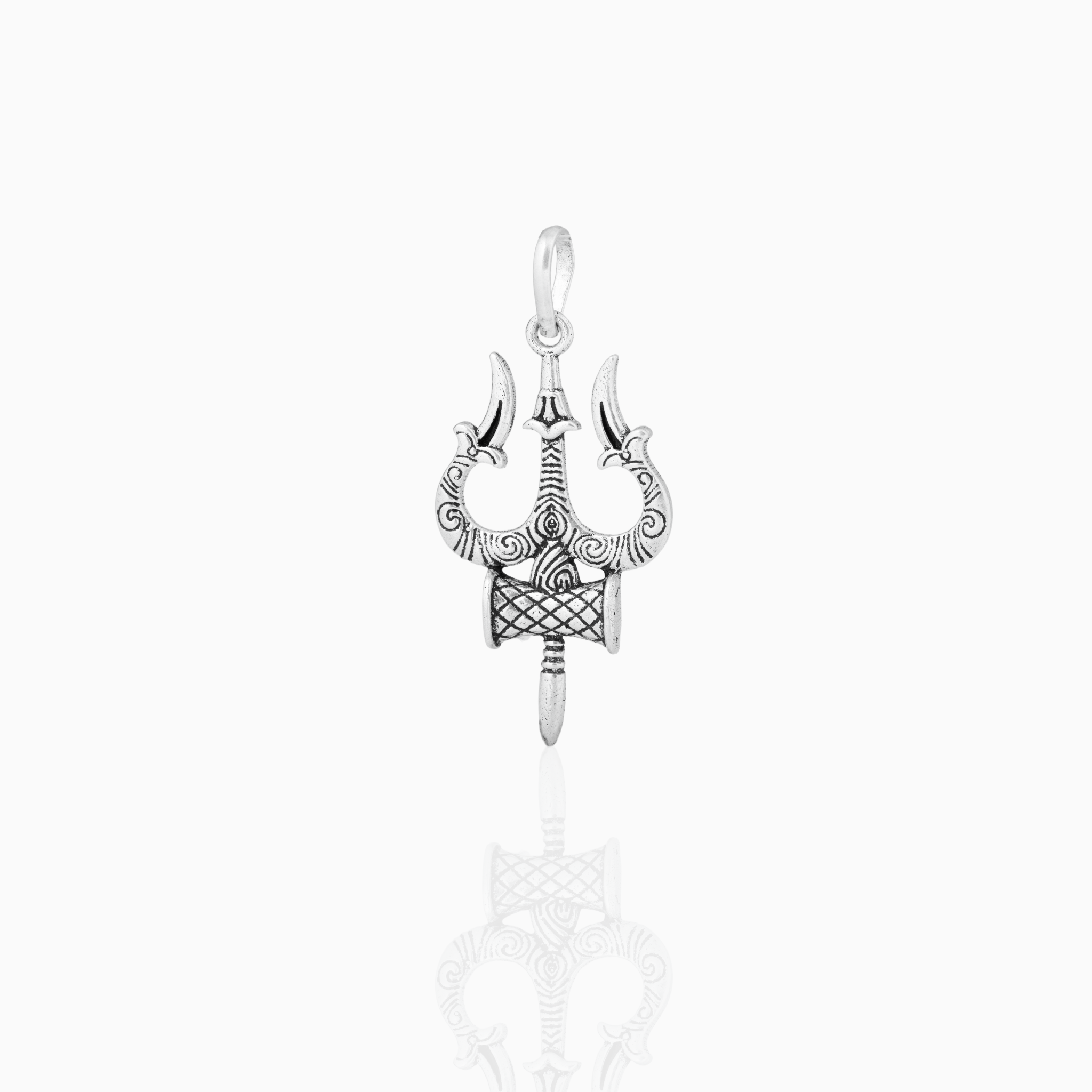 Trishul with Damru Sterling Silver Pendant