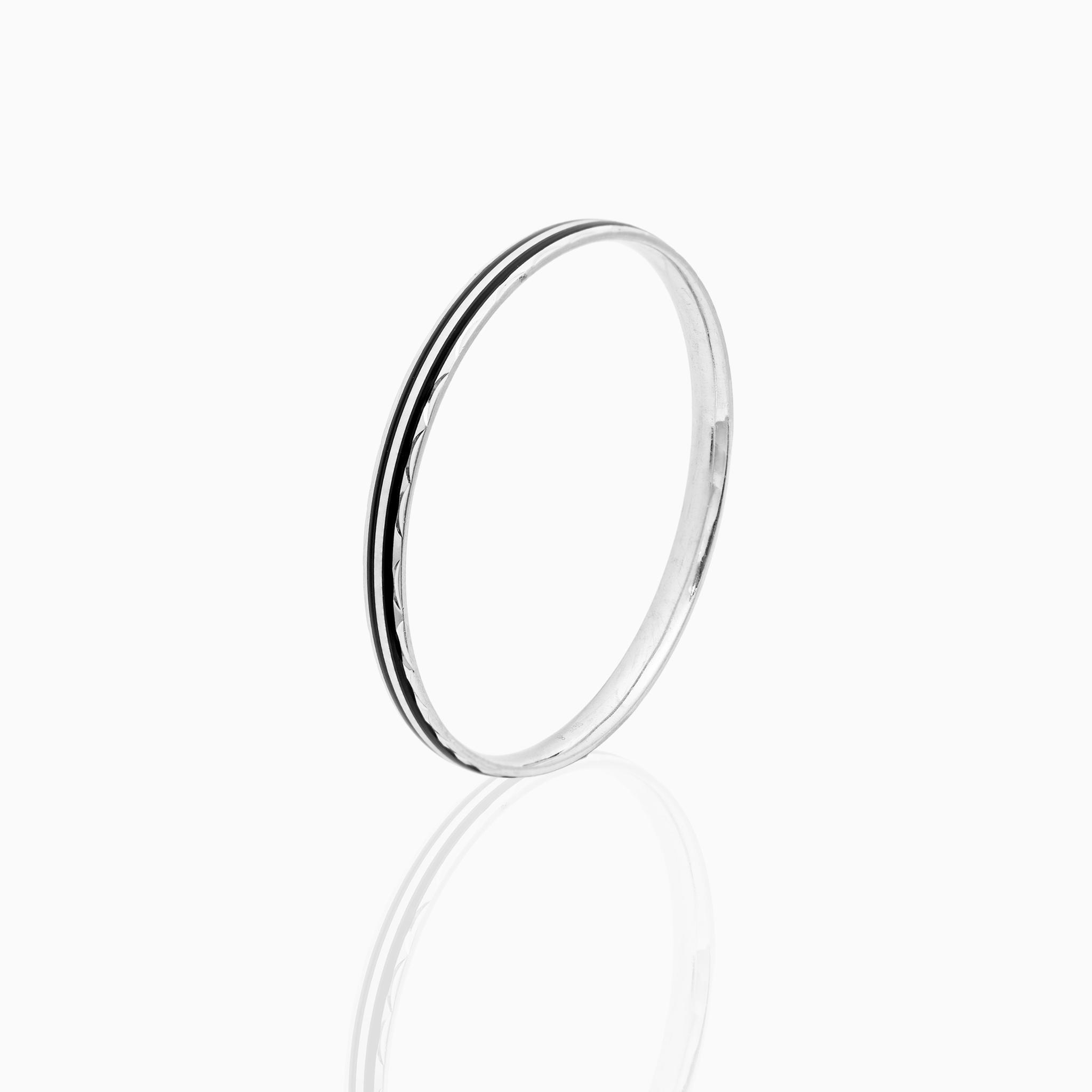 Sterling Silver Dual Black Stripe Kada
