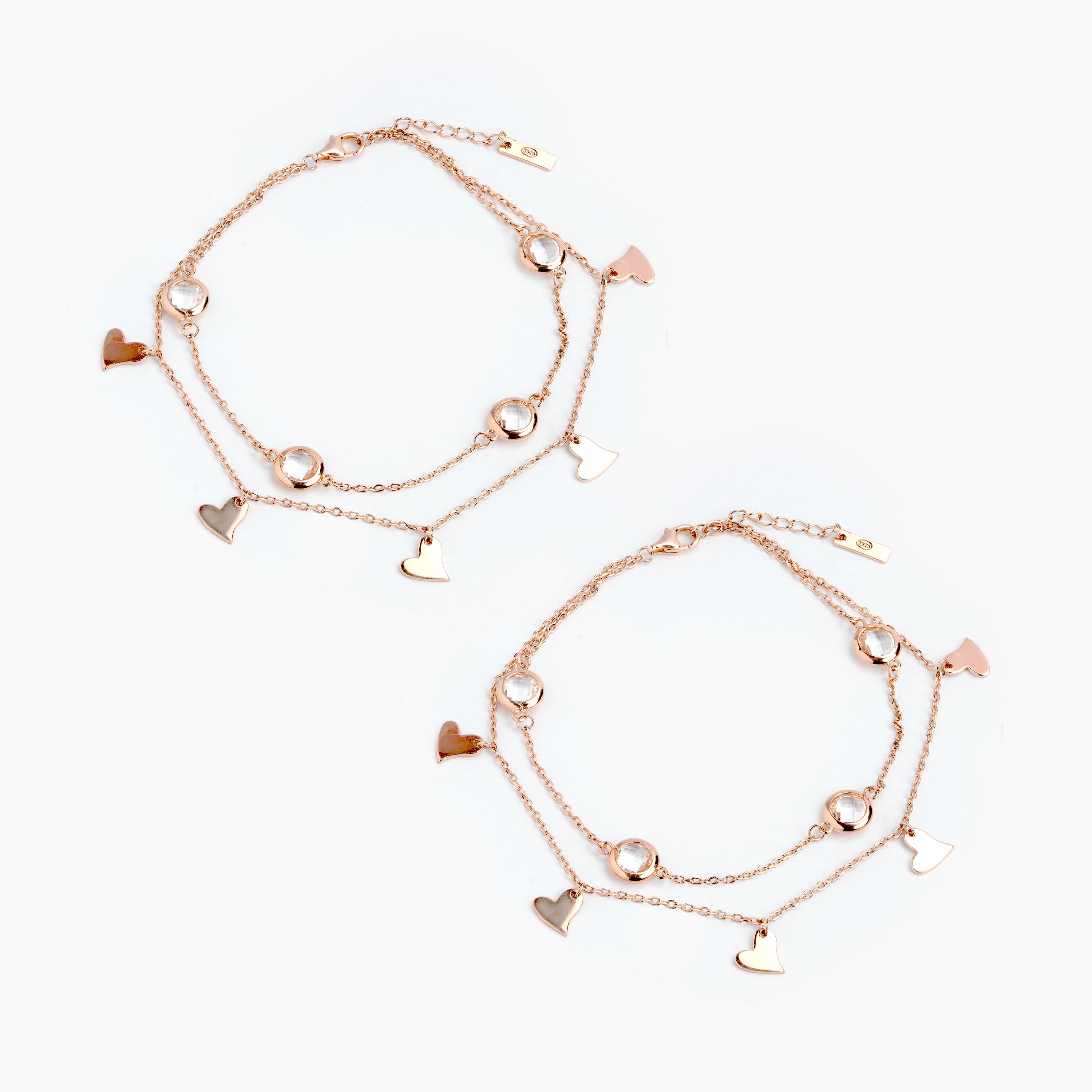 Rose Gold Plated Heart Charm Anklet