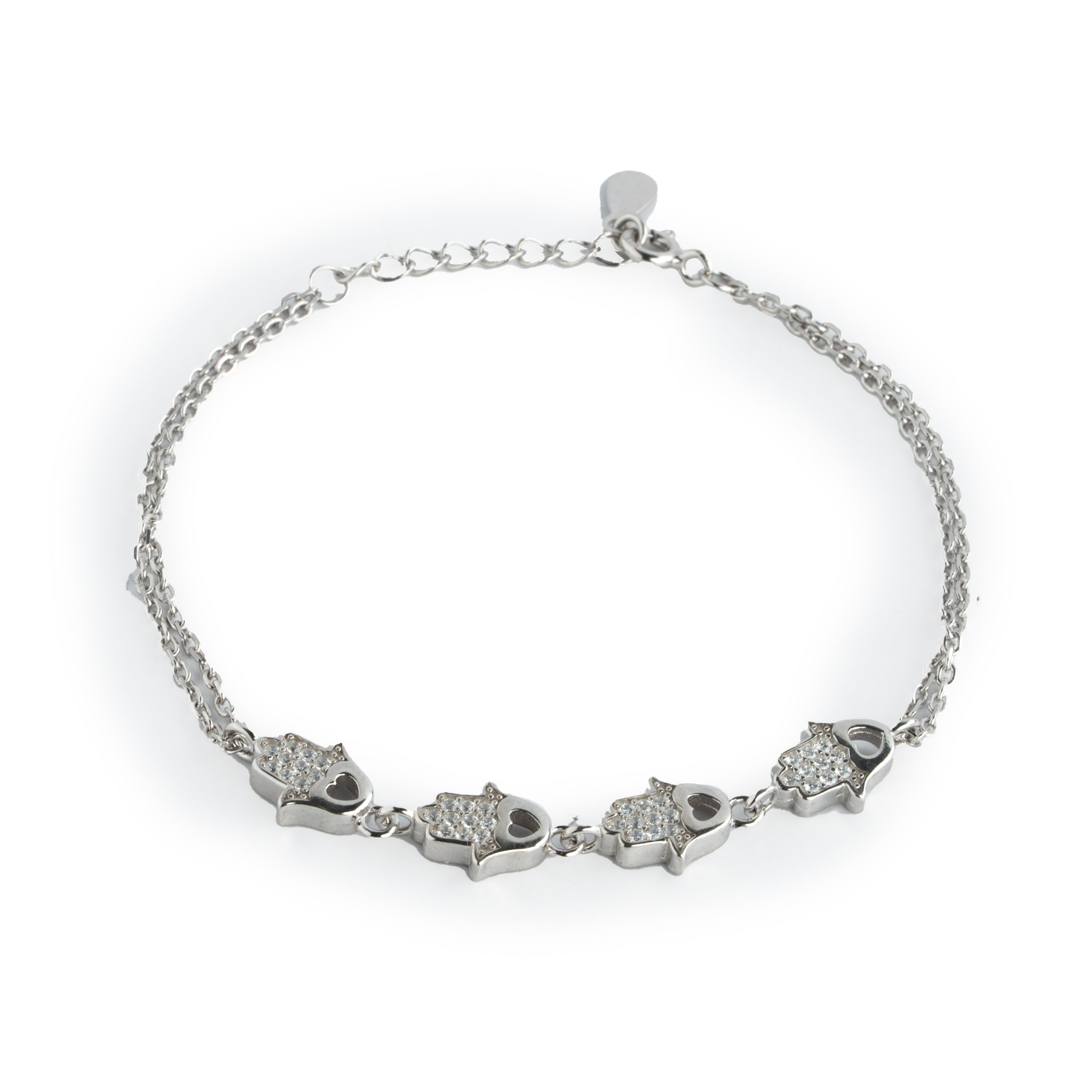 Silver Hamsa Hand Charm Bracelet