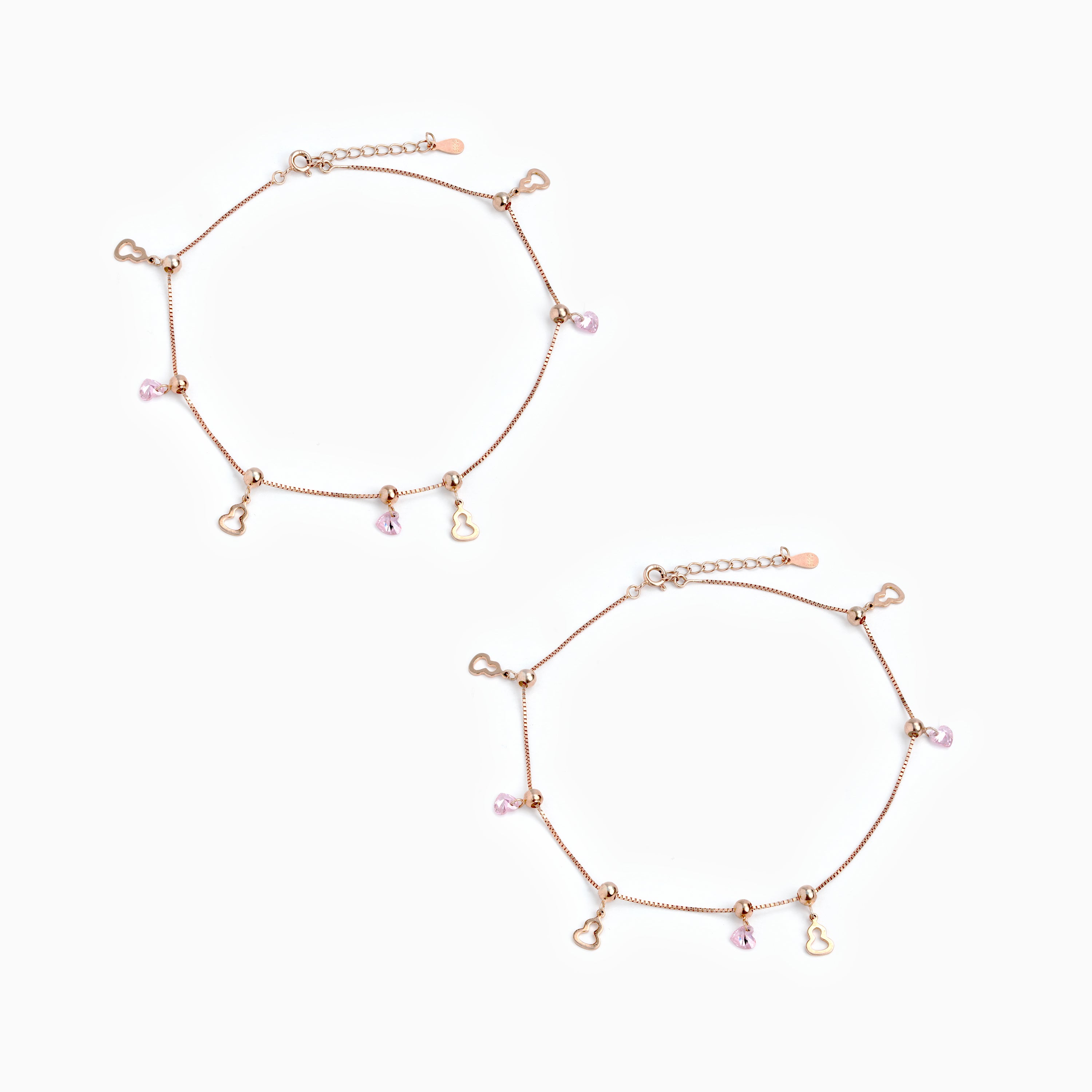 Rose Gold Plated Purple Beads Anklet