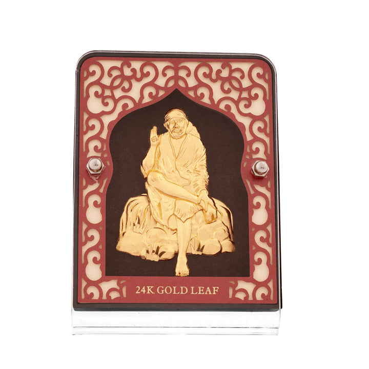 24KT Gold Foil Sai Baba Frame for Home Temple