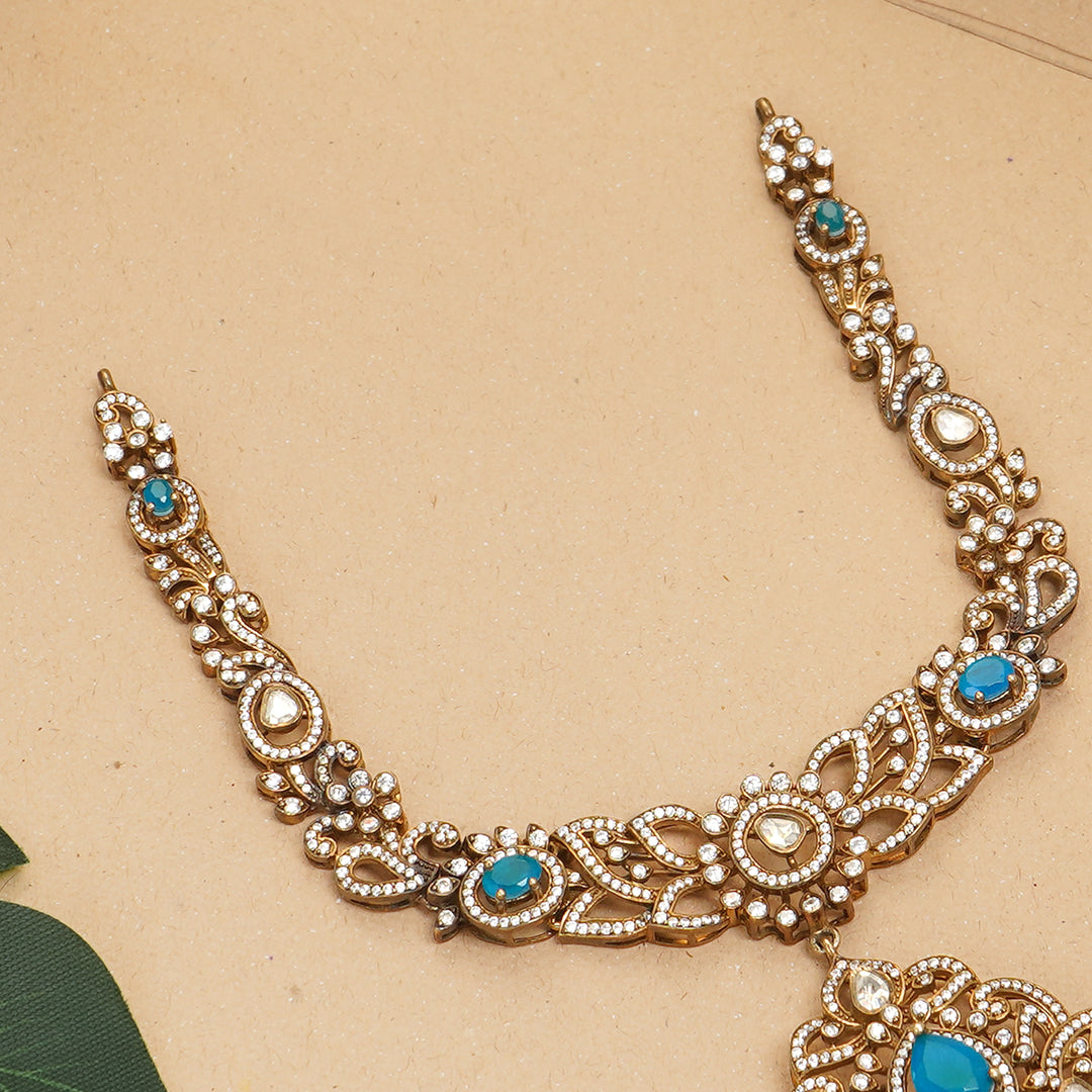 24K gold-plated antique necklace with Lakshmi style pendant