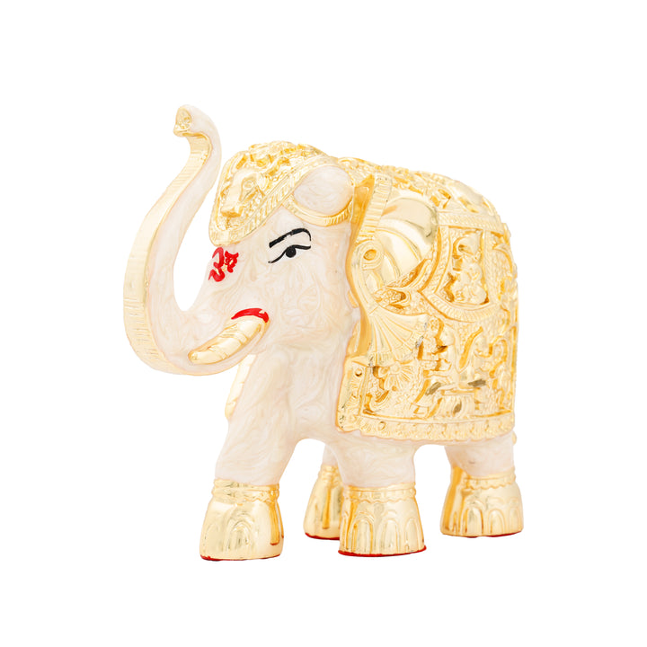 24 KT Gold Foil Silver Plated Elephant Idol