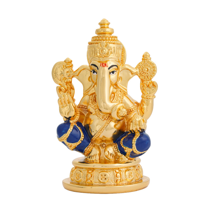 24 KT Gold Foil Silver Plated Ganesha Idol