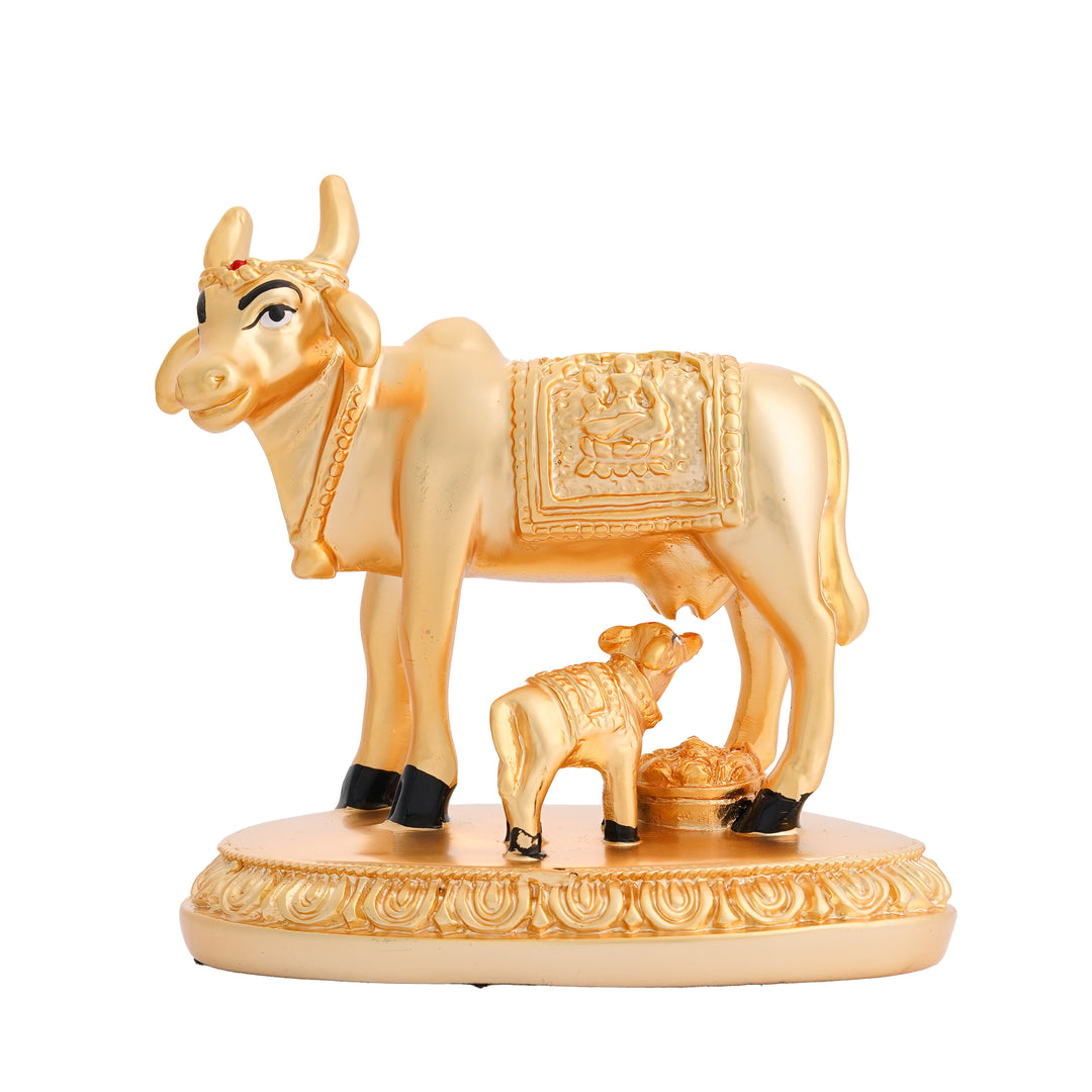 24 KT Gold Foil Silver Plated Gomatha Idol