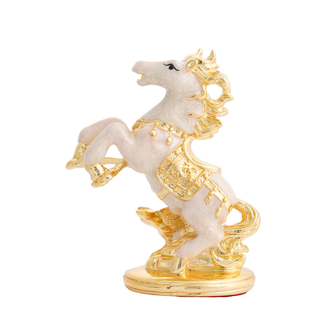 24 KT Gold Foil Silver Plated Horse Statue