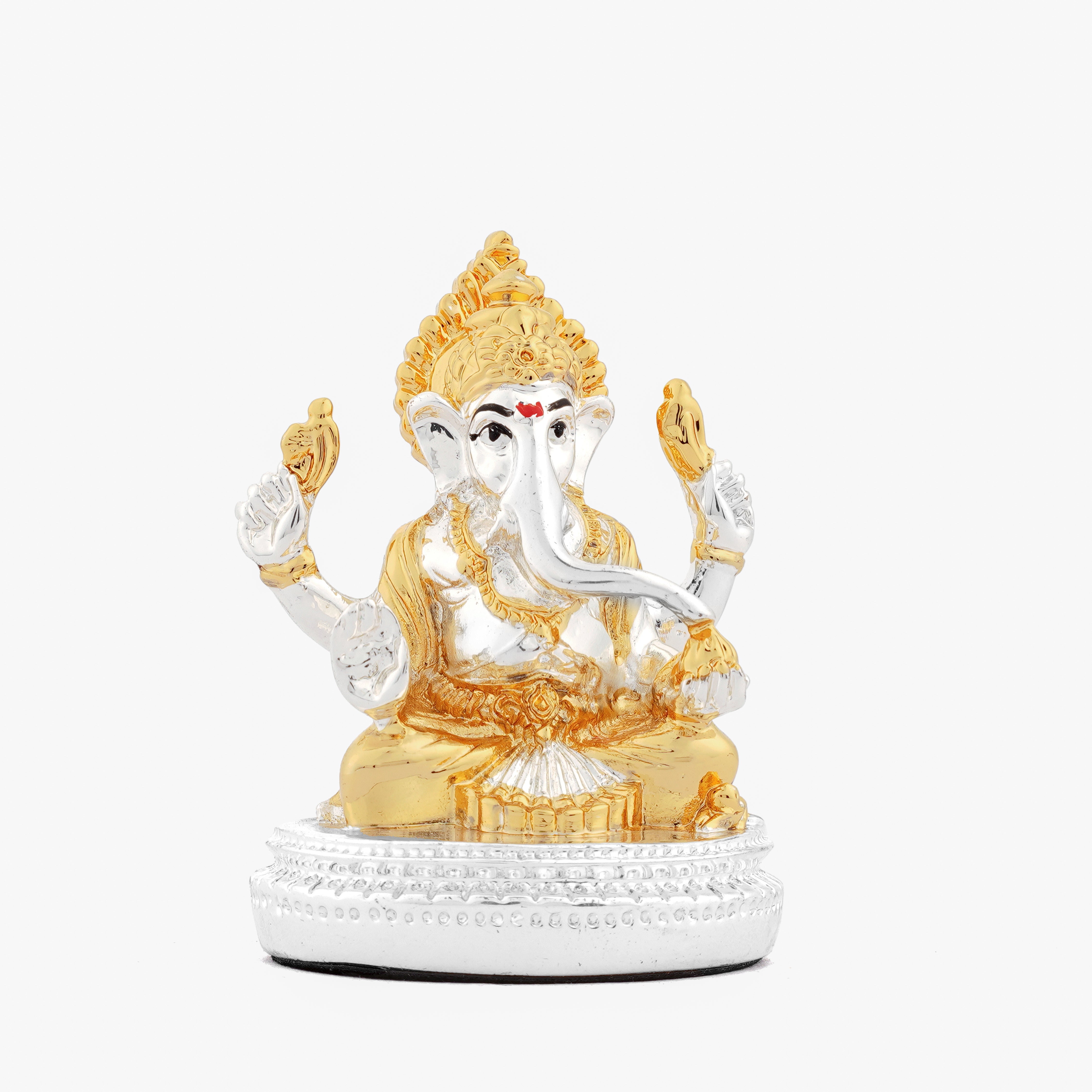 24 KT Gold Foil Silver Plated Vinayakar Idol