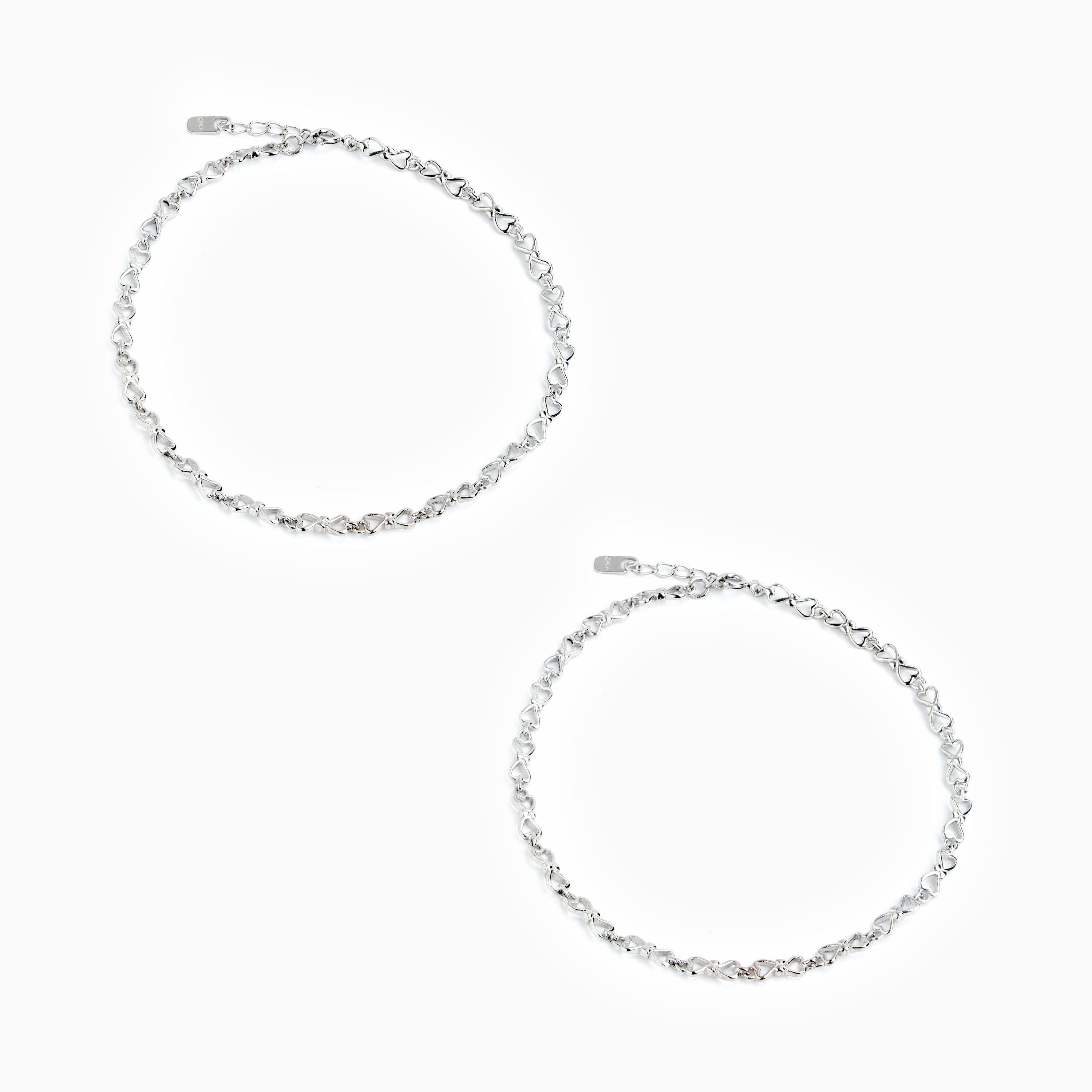Sterling Silver Heart Link Anklet