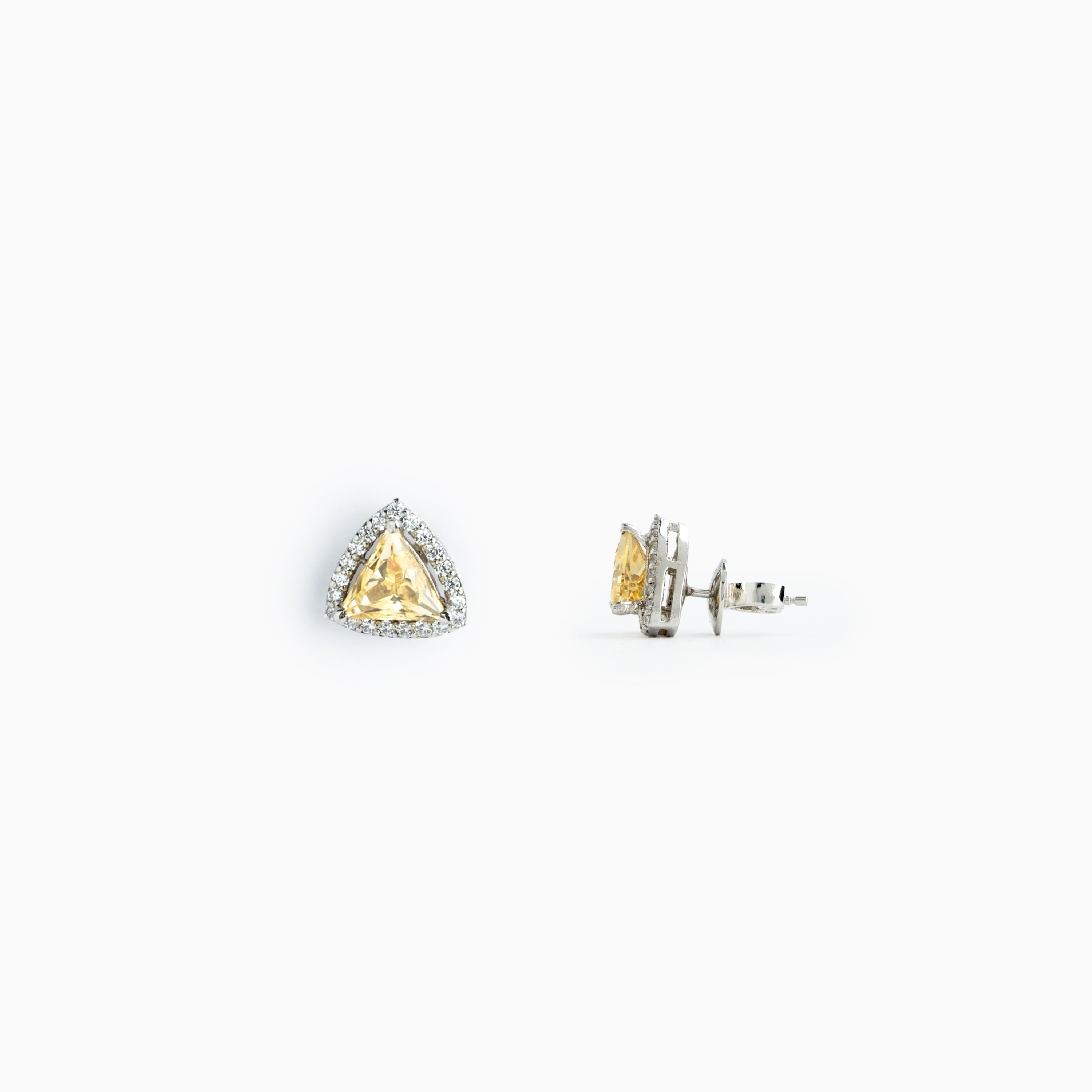 Trillion Cut Yellow AD Stone Stud