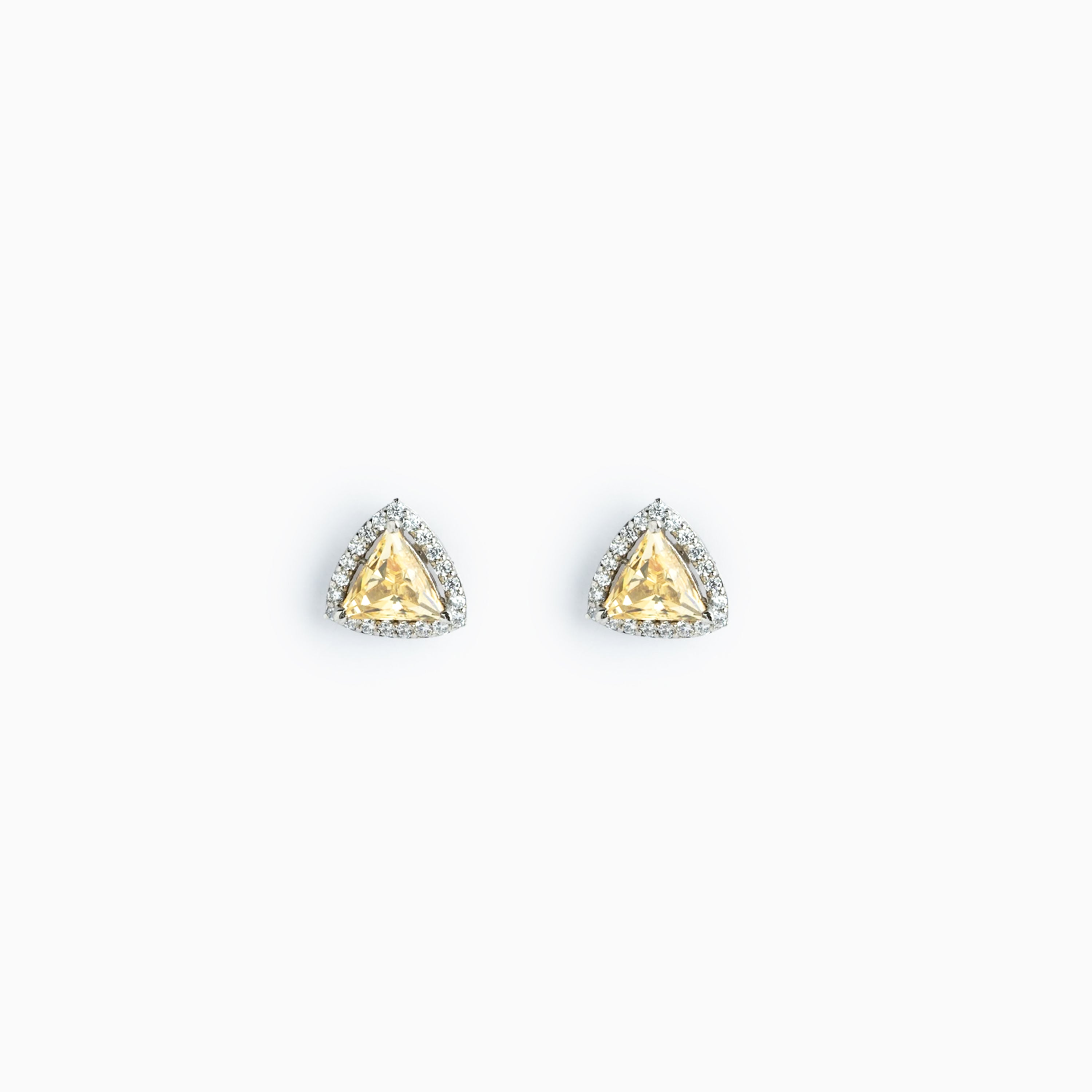 Trillion Cut Yellow AD Stone Stud