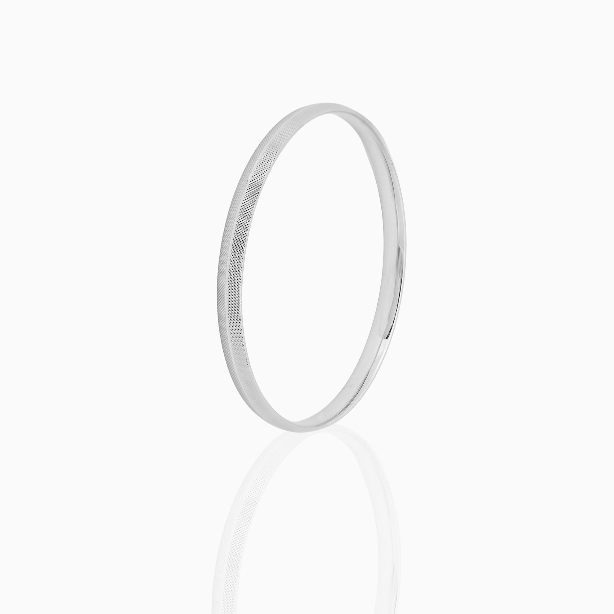 Diamond-Cut Textured Silver Kada