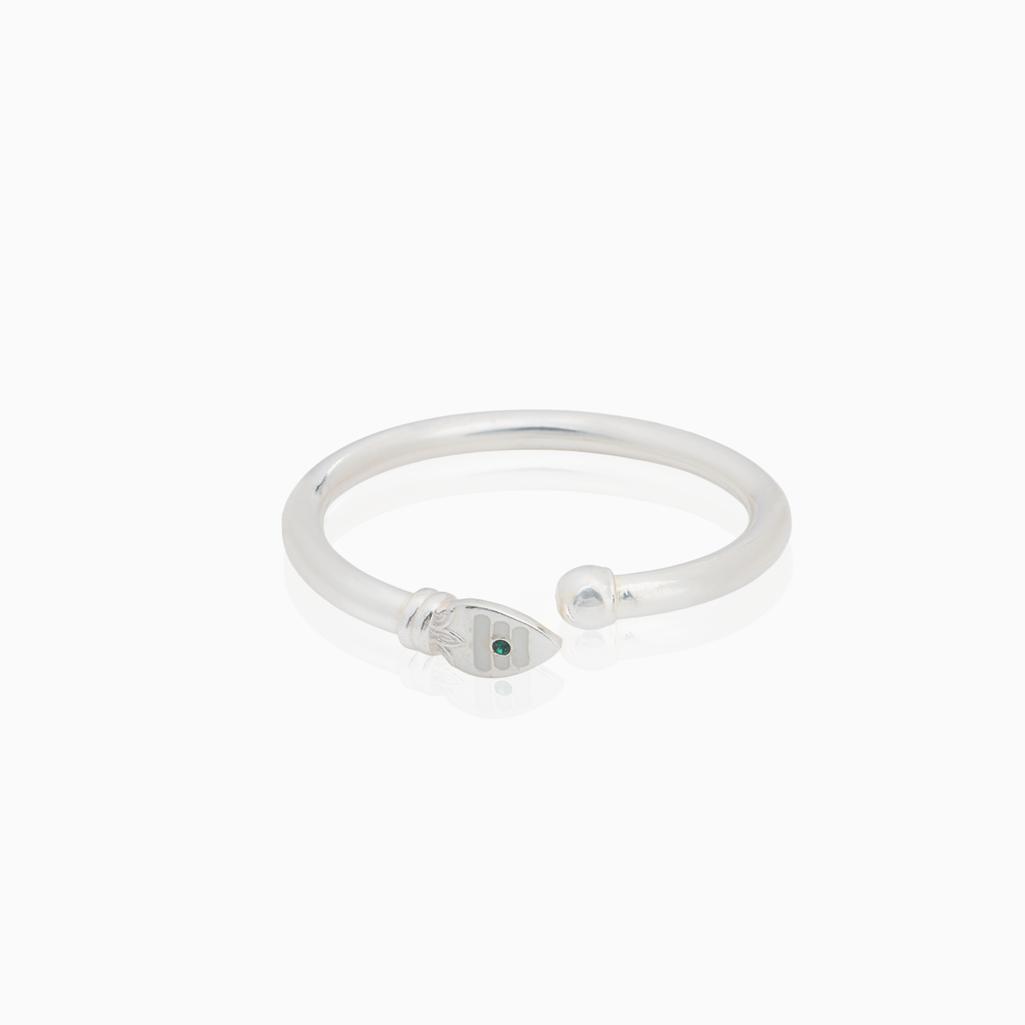 Murugan Vel Green Stone Silver Kada