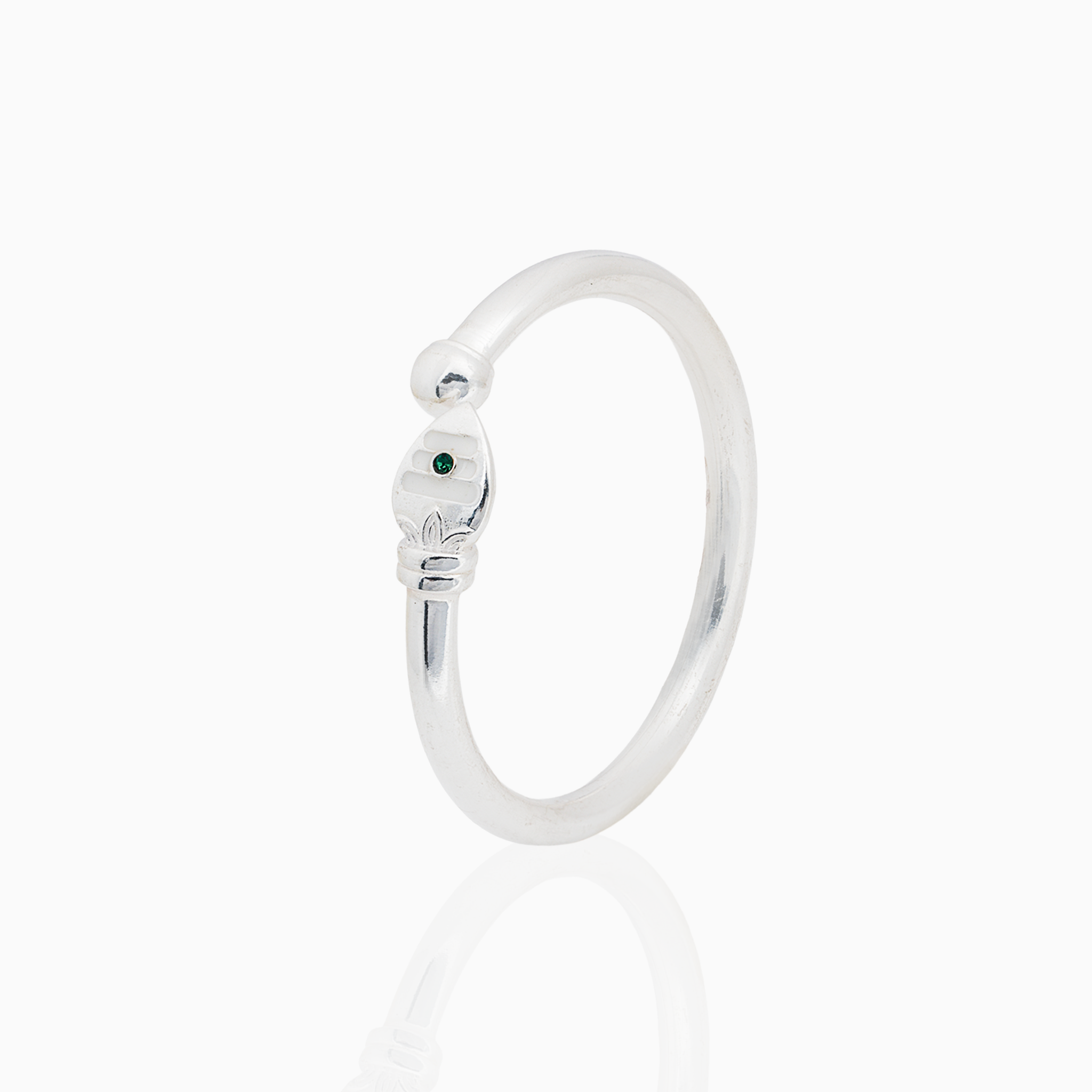 Murugan Vel Green Stone Silver Kada