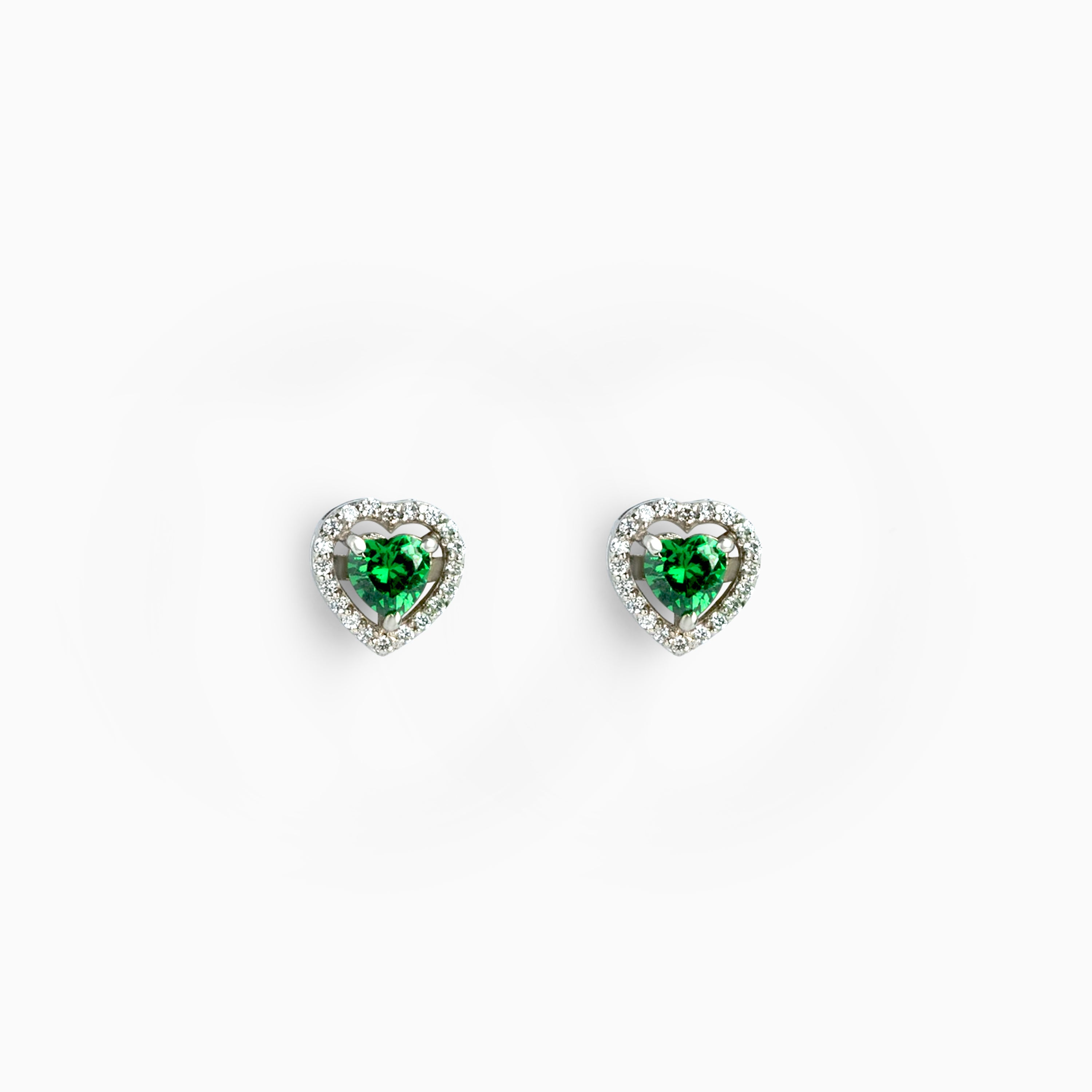 Green Heart Stone 925 Sterling Silver Stud
