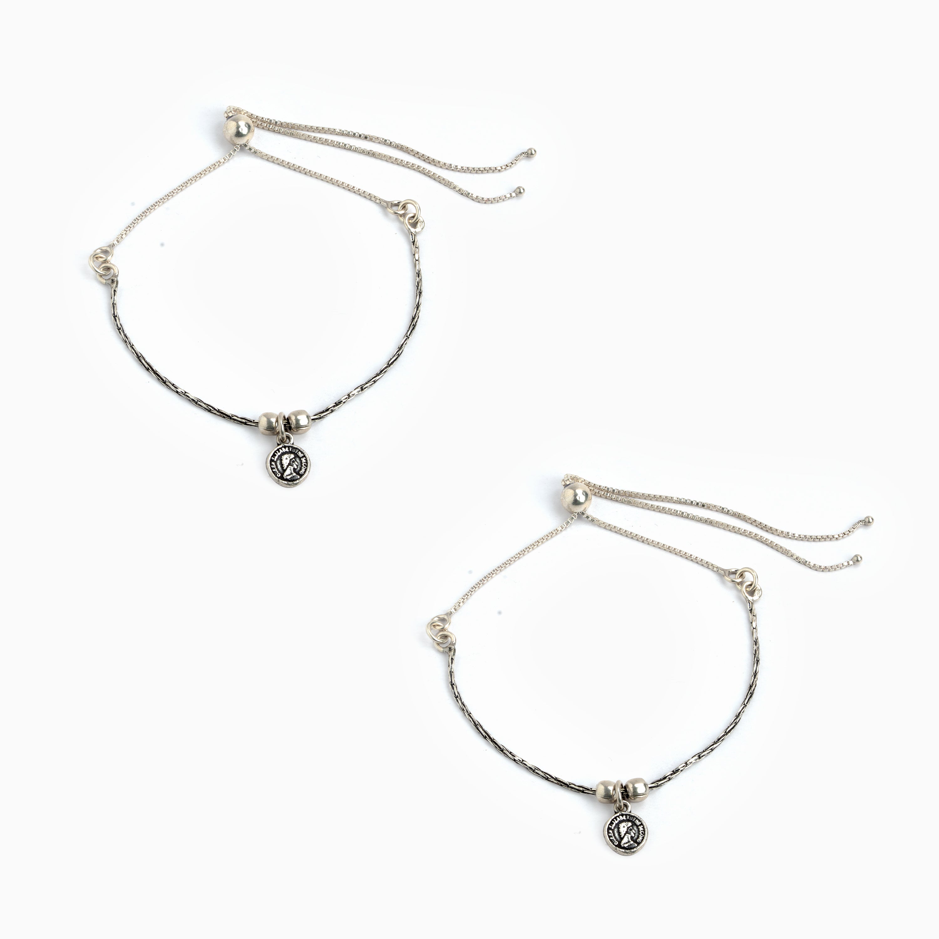 Adjustable Silver Queen Elizabeth Anklet