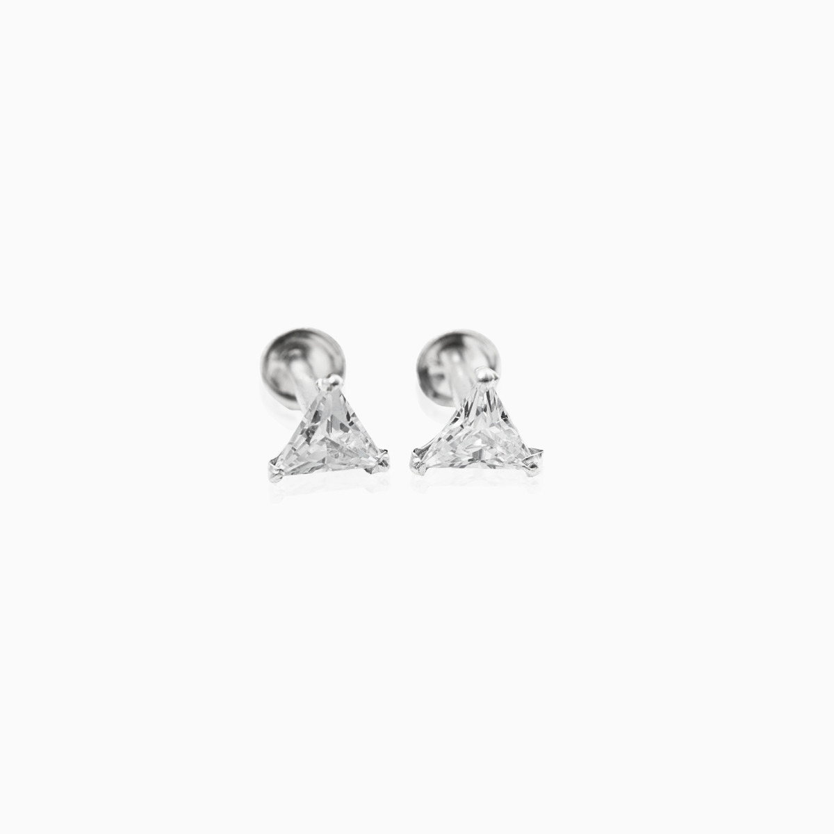 Triangle Shape Sterling Silver Side Stud