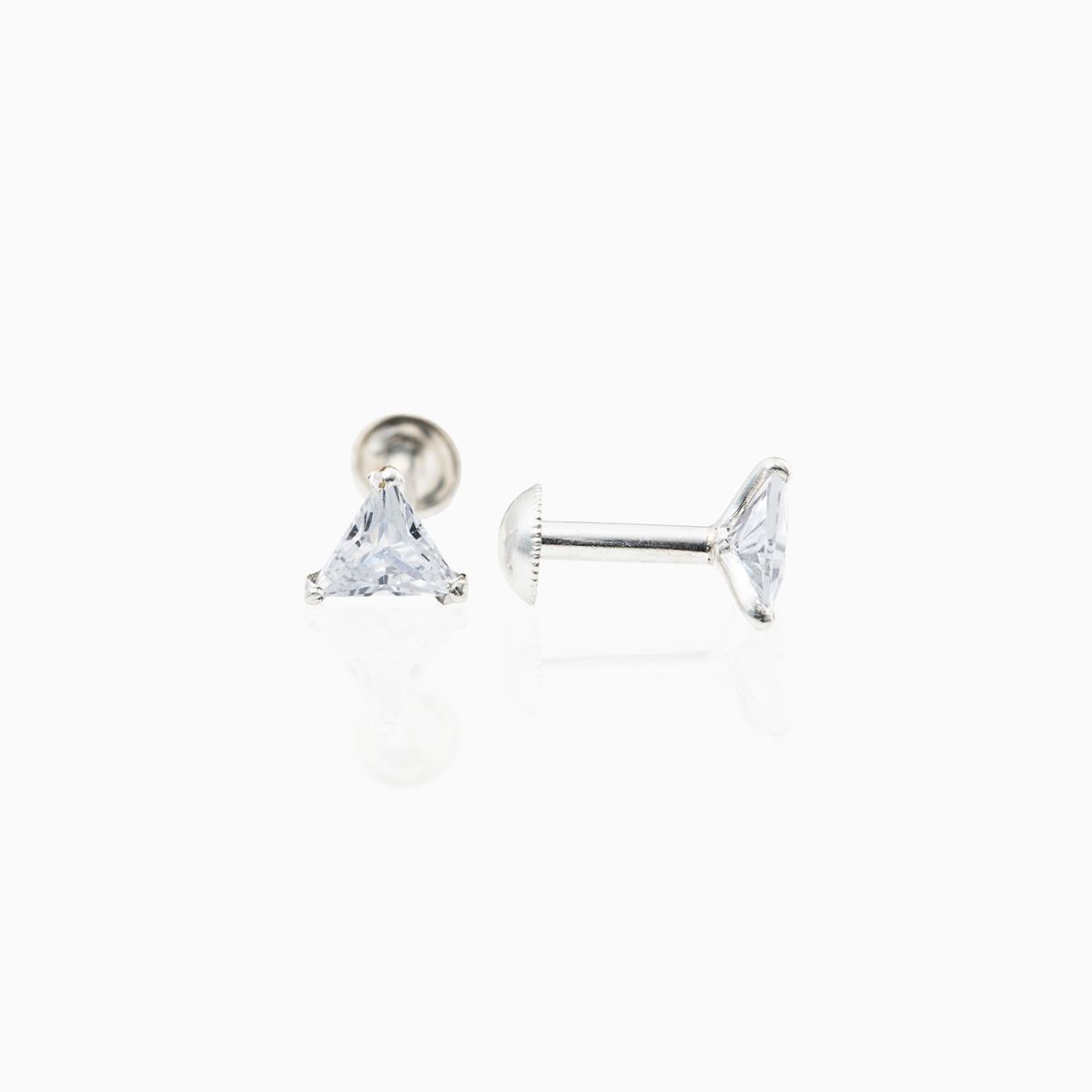 Triangle Shape Sterling Silver Side Stud