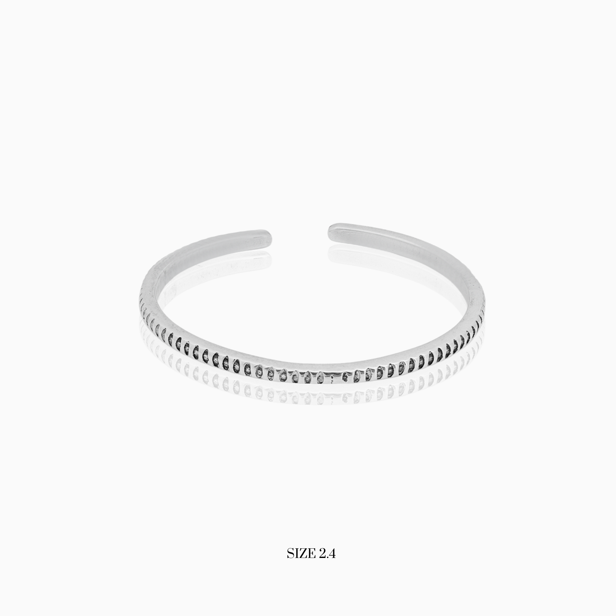 Textured Beaded Edge Silver Kada