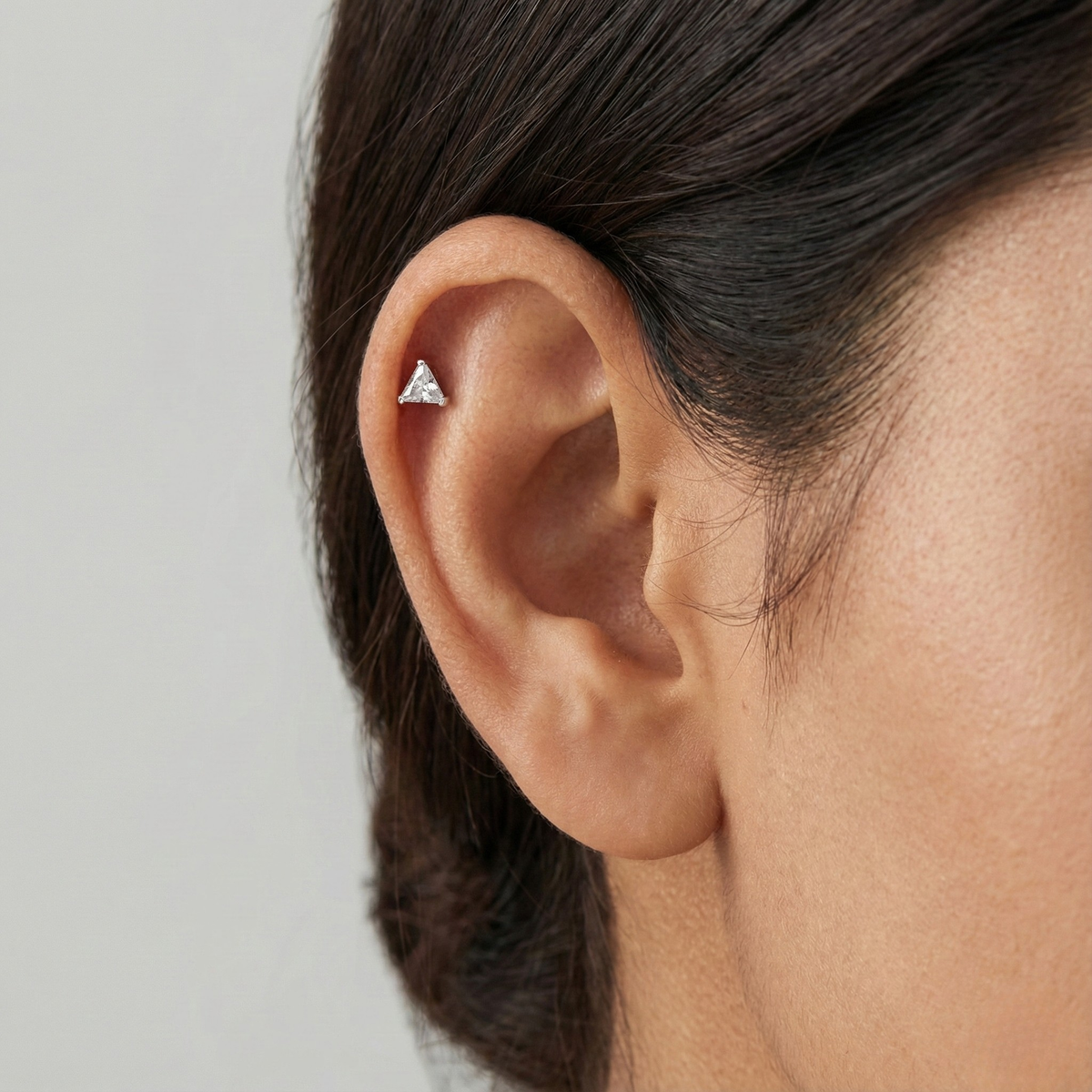 Triangle Shape Sterling Silver Side Stud