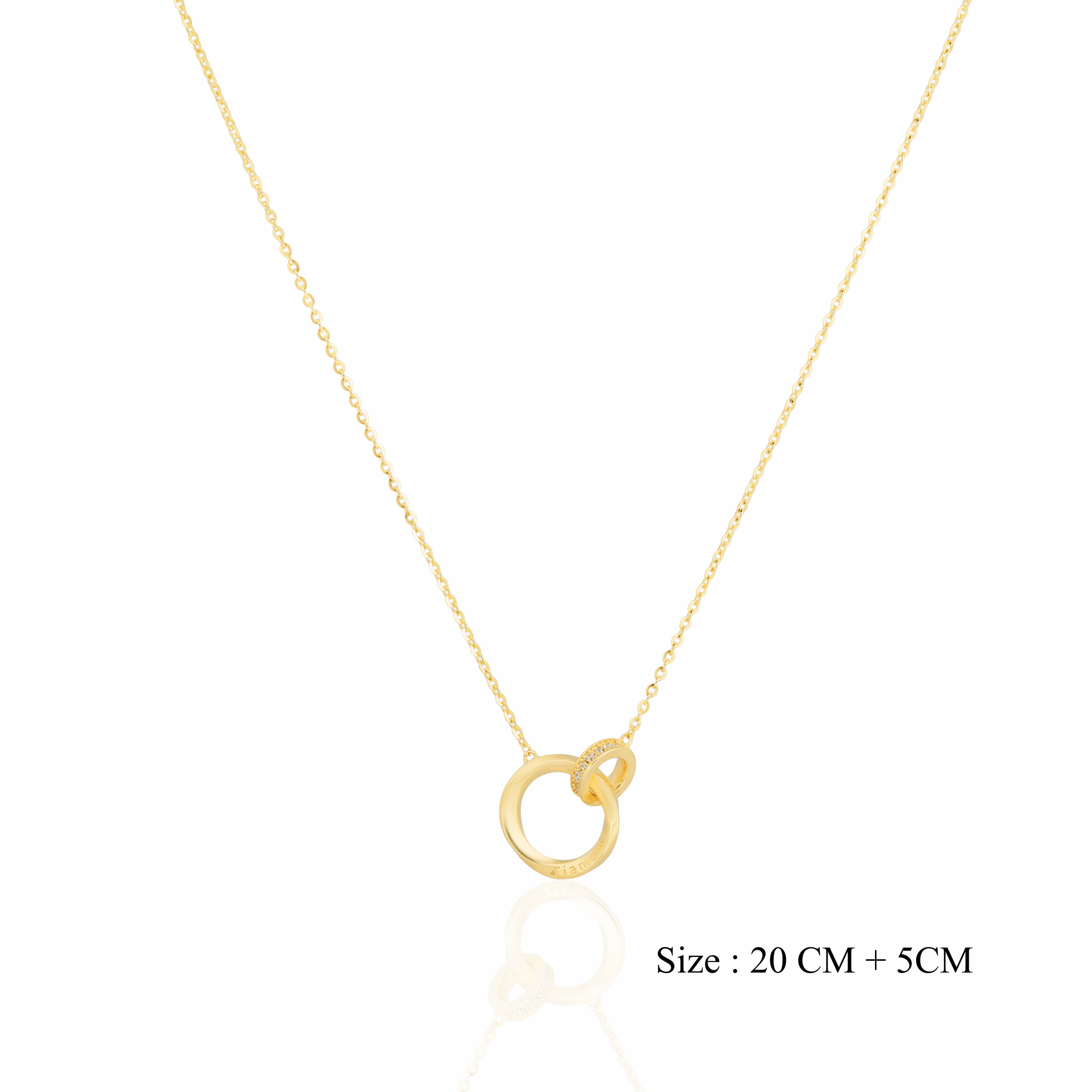 Gold-Plated Interlinked Rings Pendant Chain