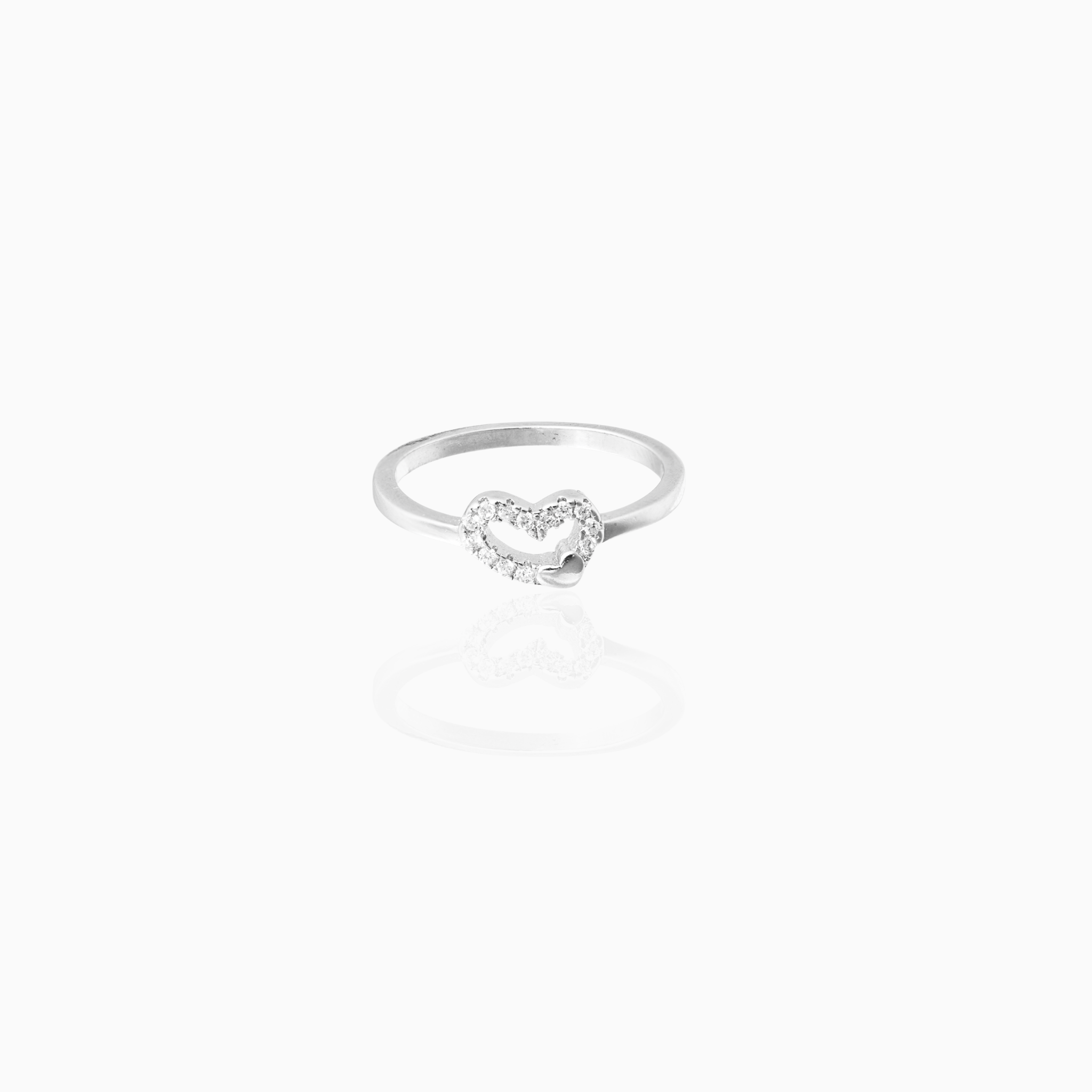 Pavé Heart Silver Ring
