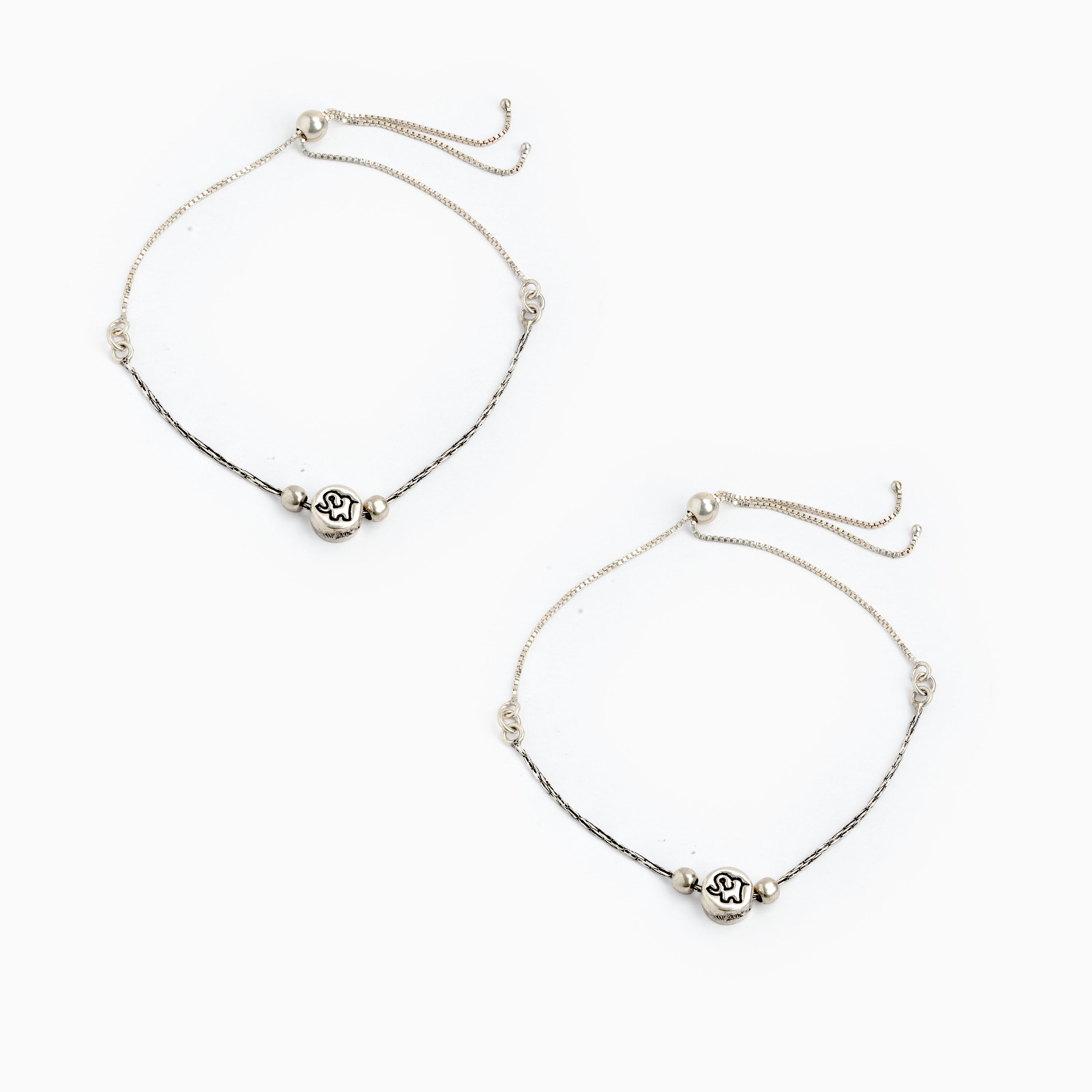 Adjustable Silver Elephant Charm Anklet