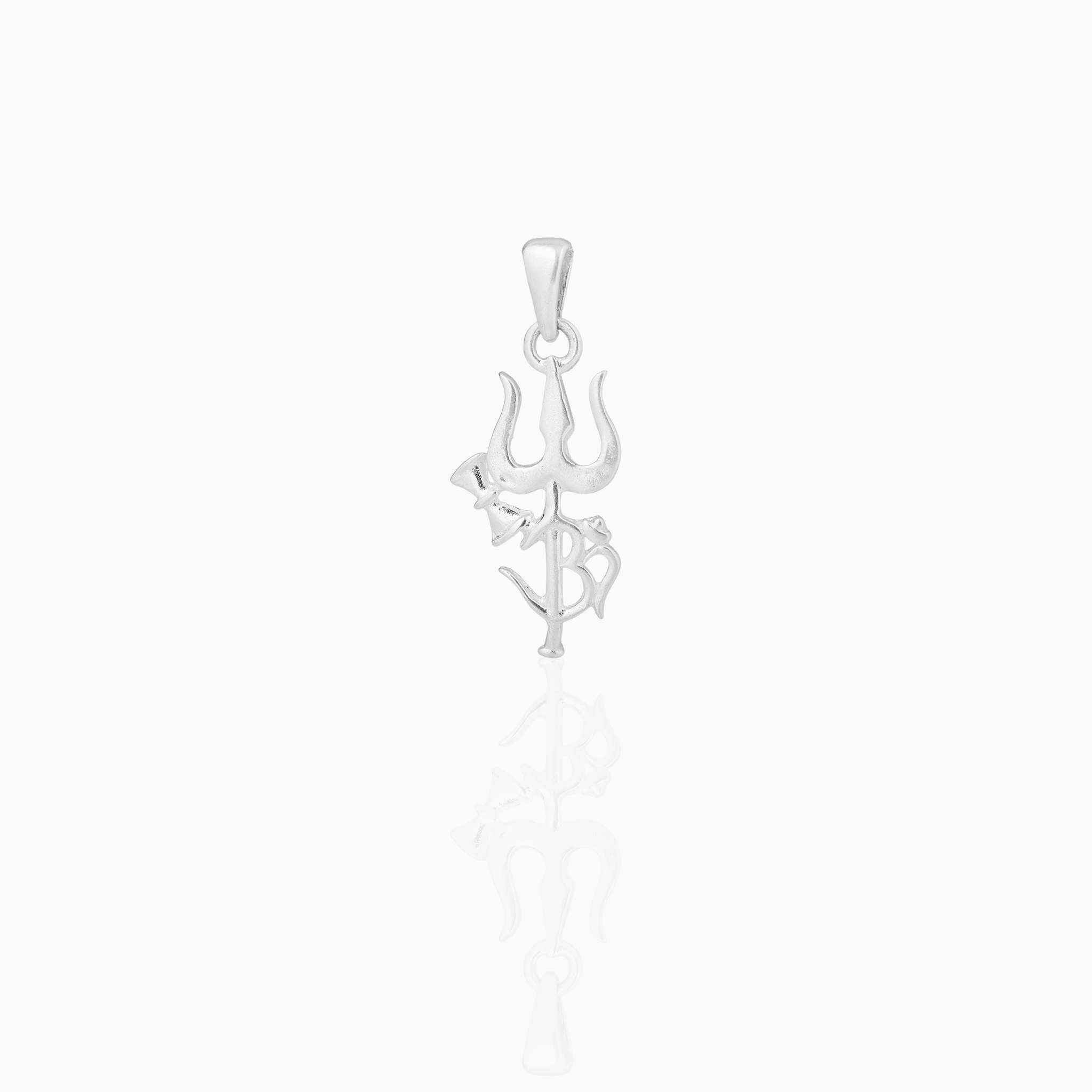 Trishakti Silver Pendant with Trishul, Damru & Om Symbol