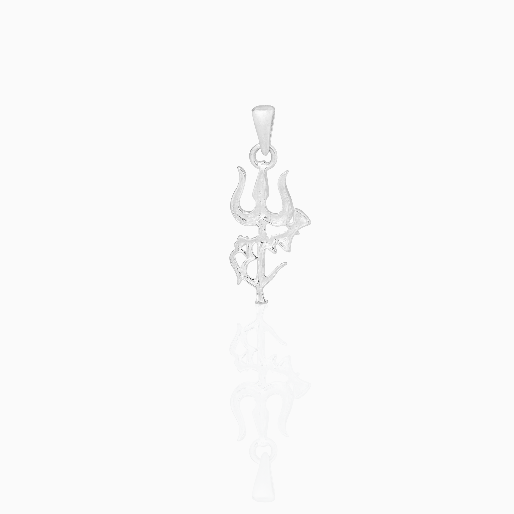 Trishakti Silver Pendant with Trishul, Damru & Om Symbol