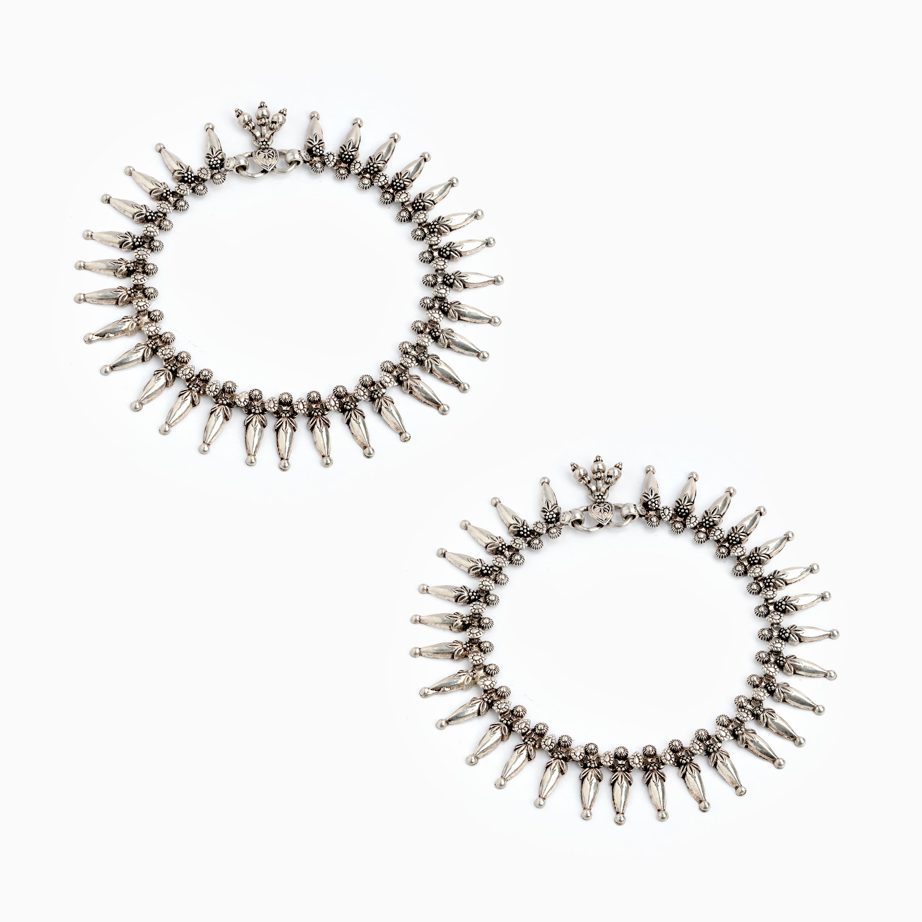 Handcrafted  Oxidized Silver Anklets