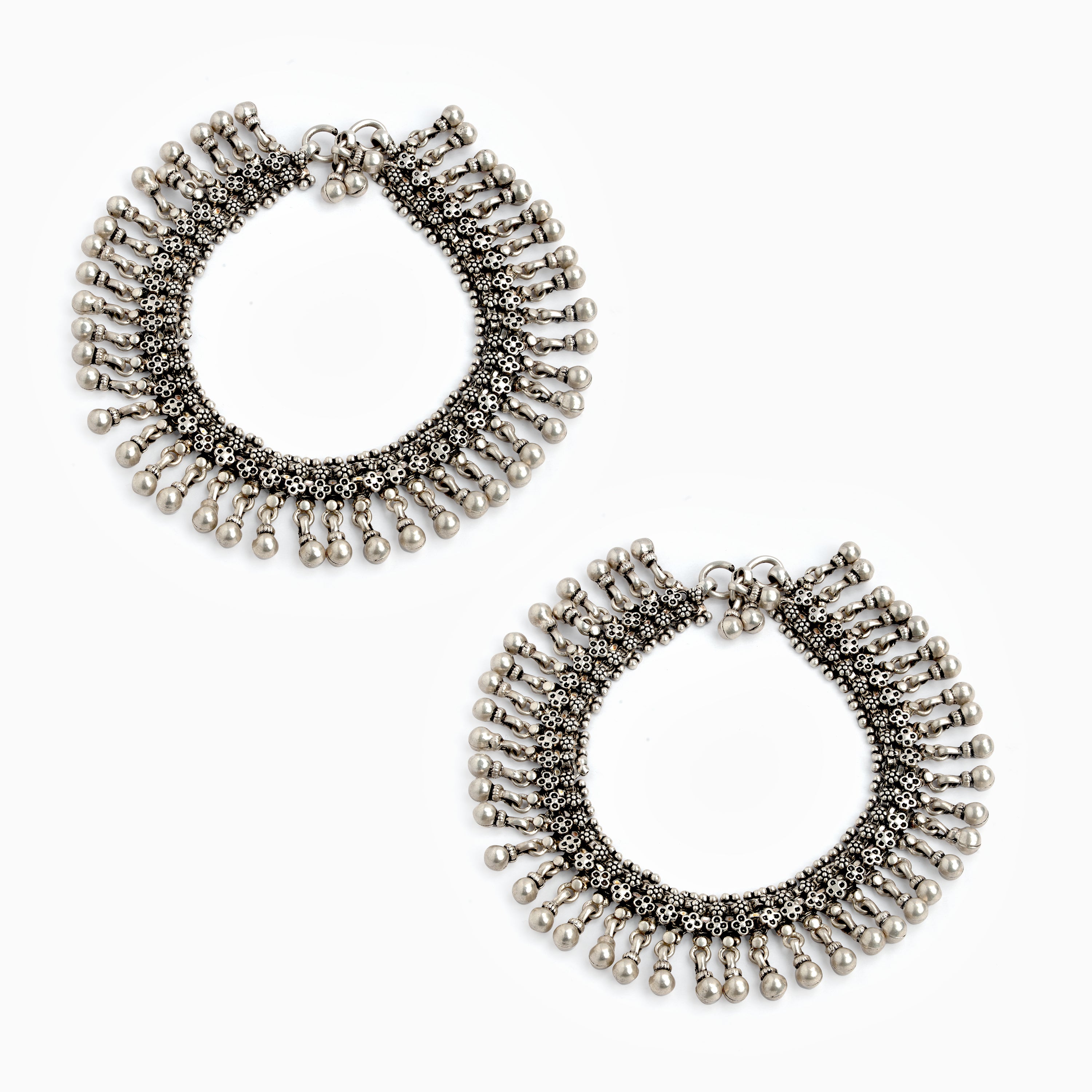 Traditional Oxidized Silver Anklets