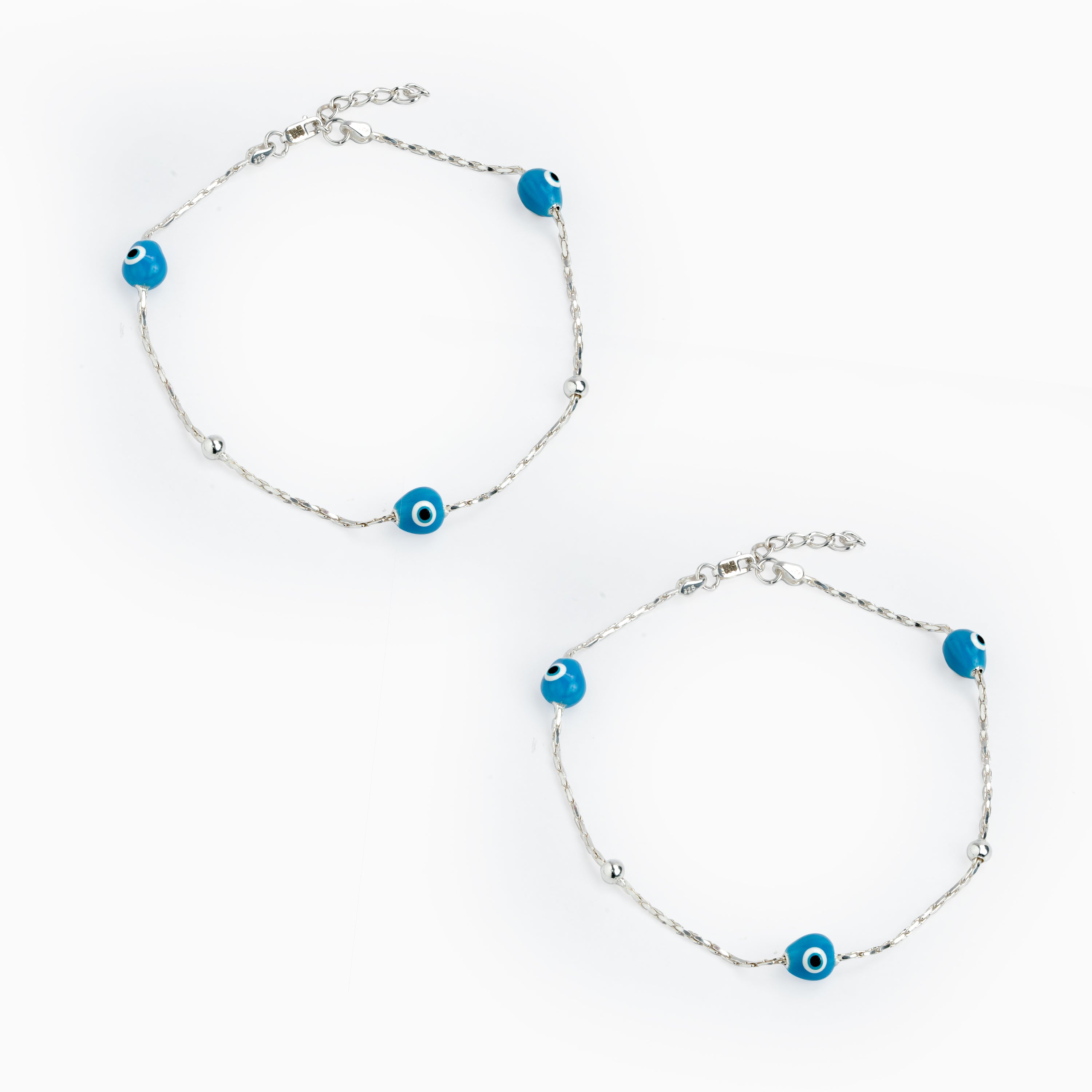 Sterling Silver Evil Eye Charm Anklet