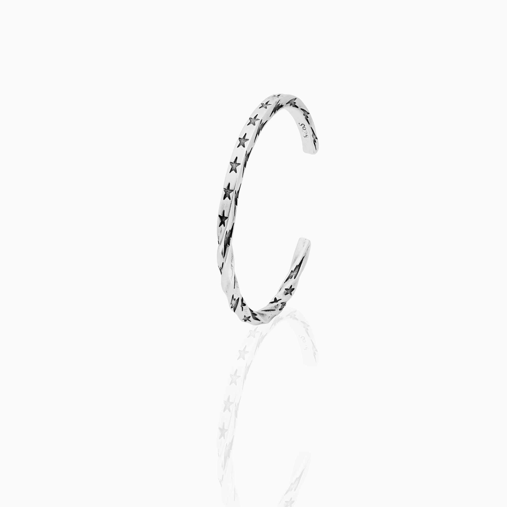 Star Engraved Silver Kada