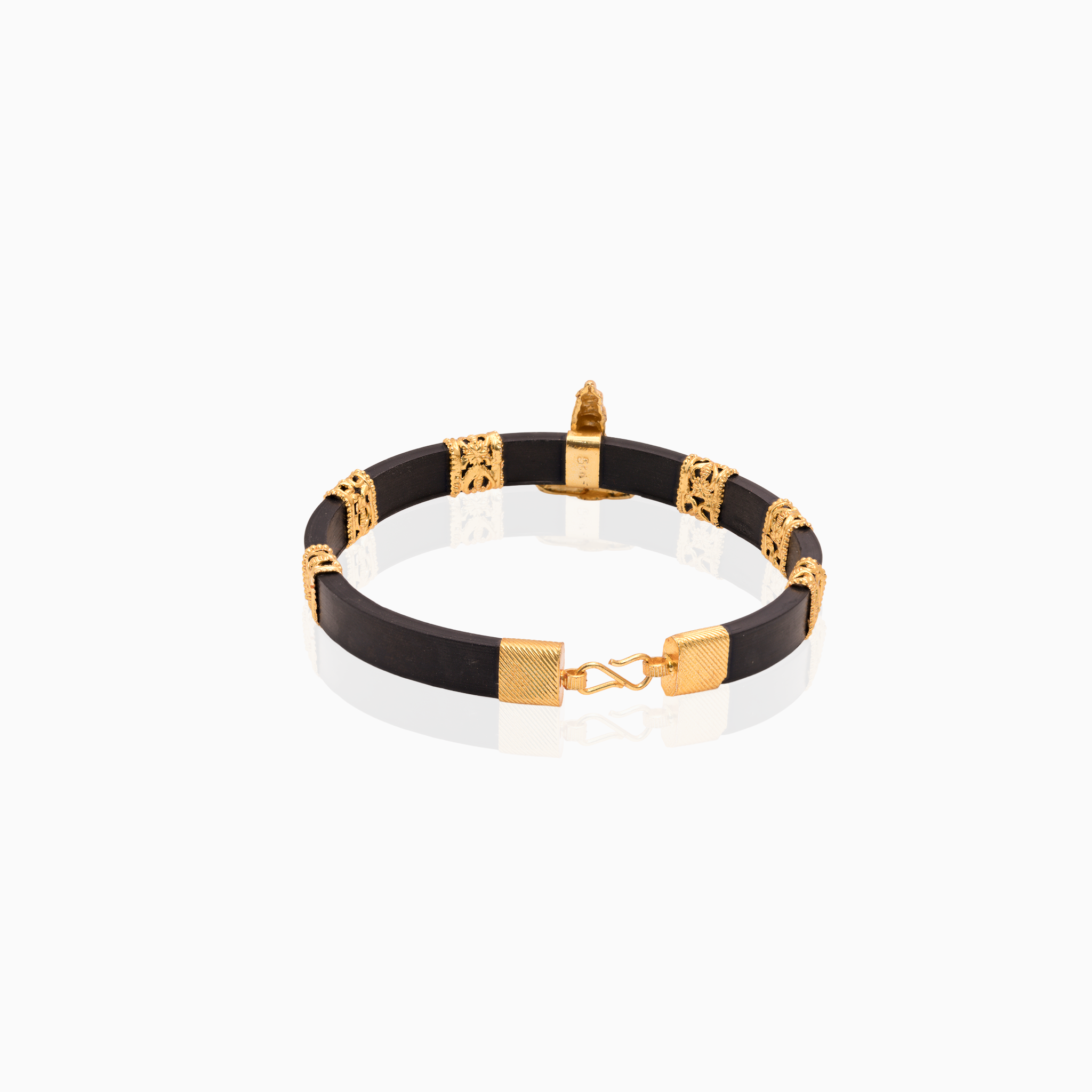 Balaji Gold-Plated Silver Black Kada