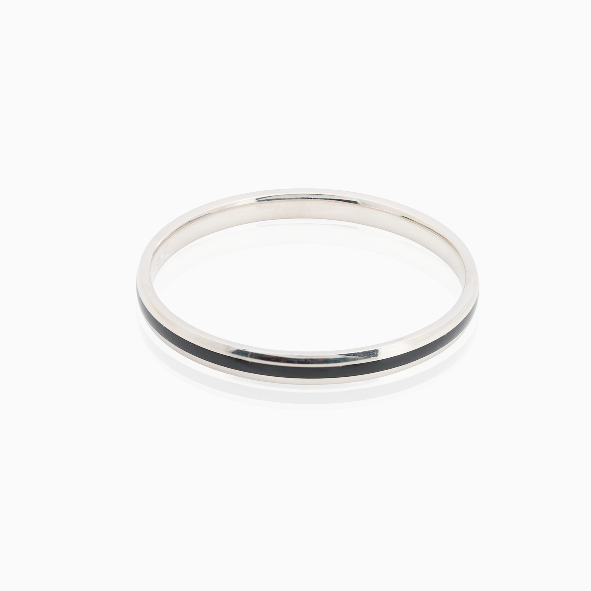 Black Enamel Silver Kada for Men