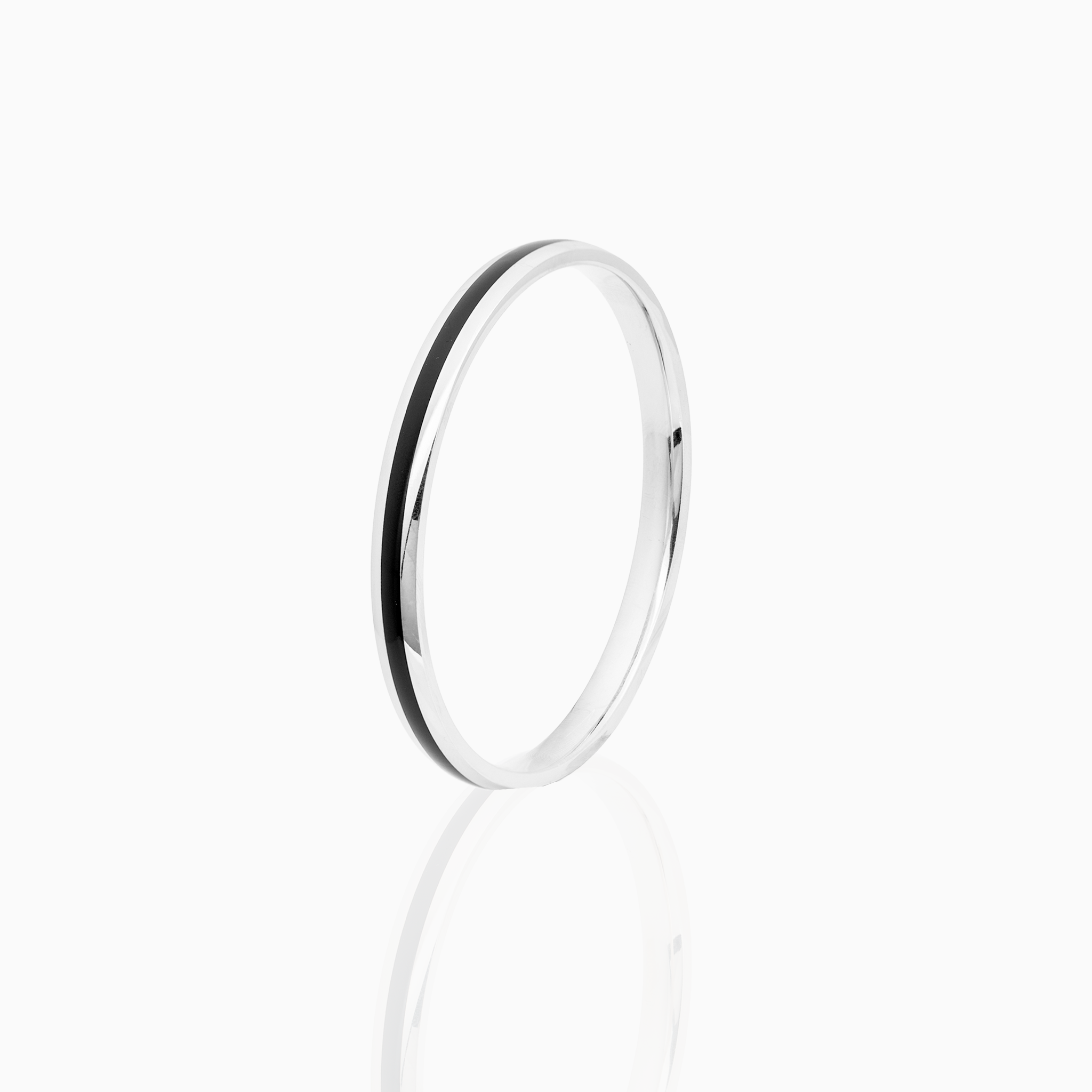 Black Enamel Silver Kada for Men