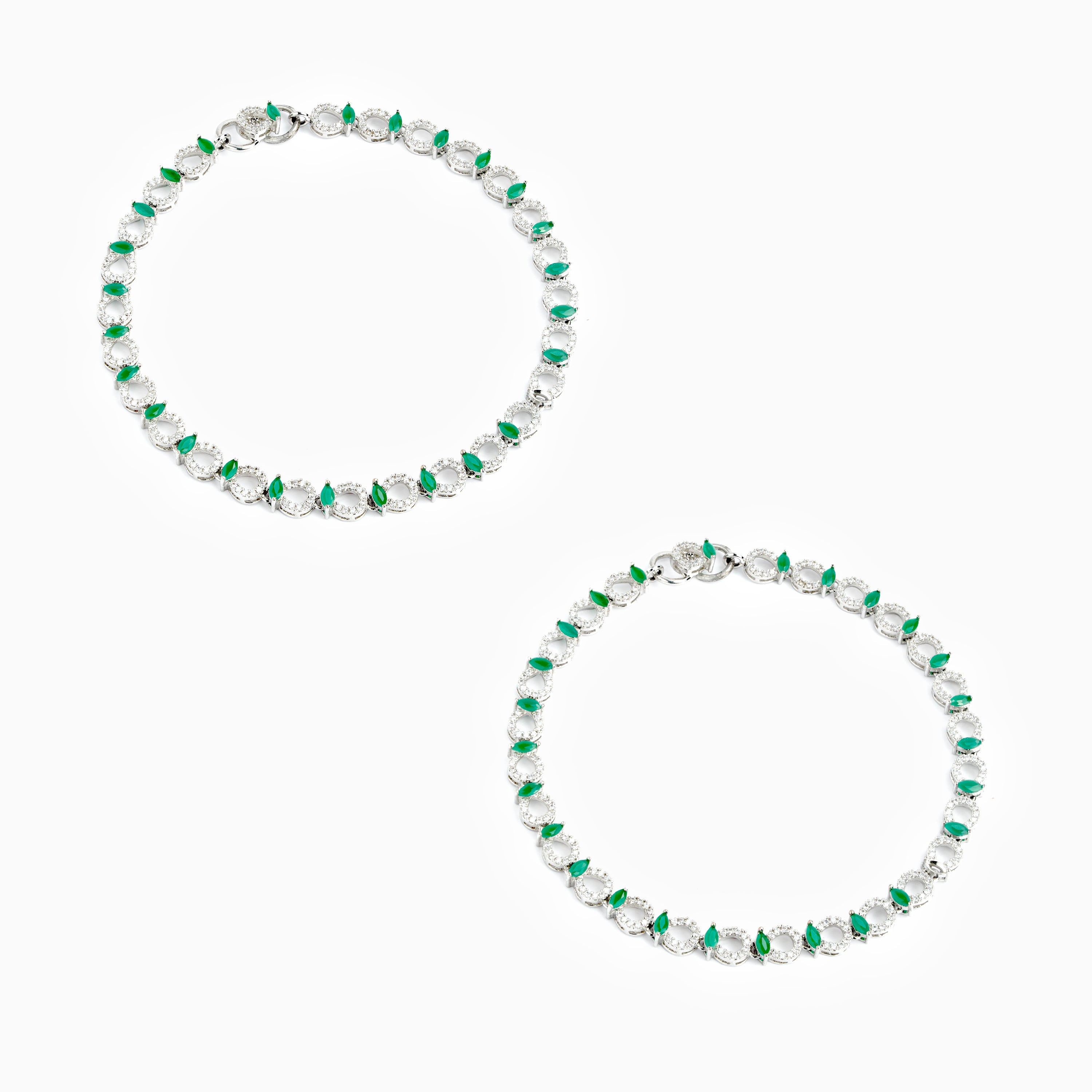 Sterling Silver Emerald Green Anklet