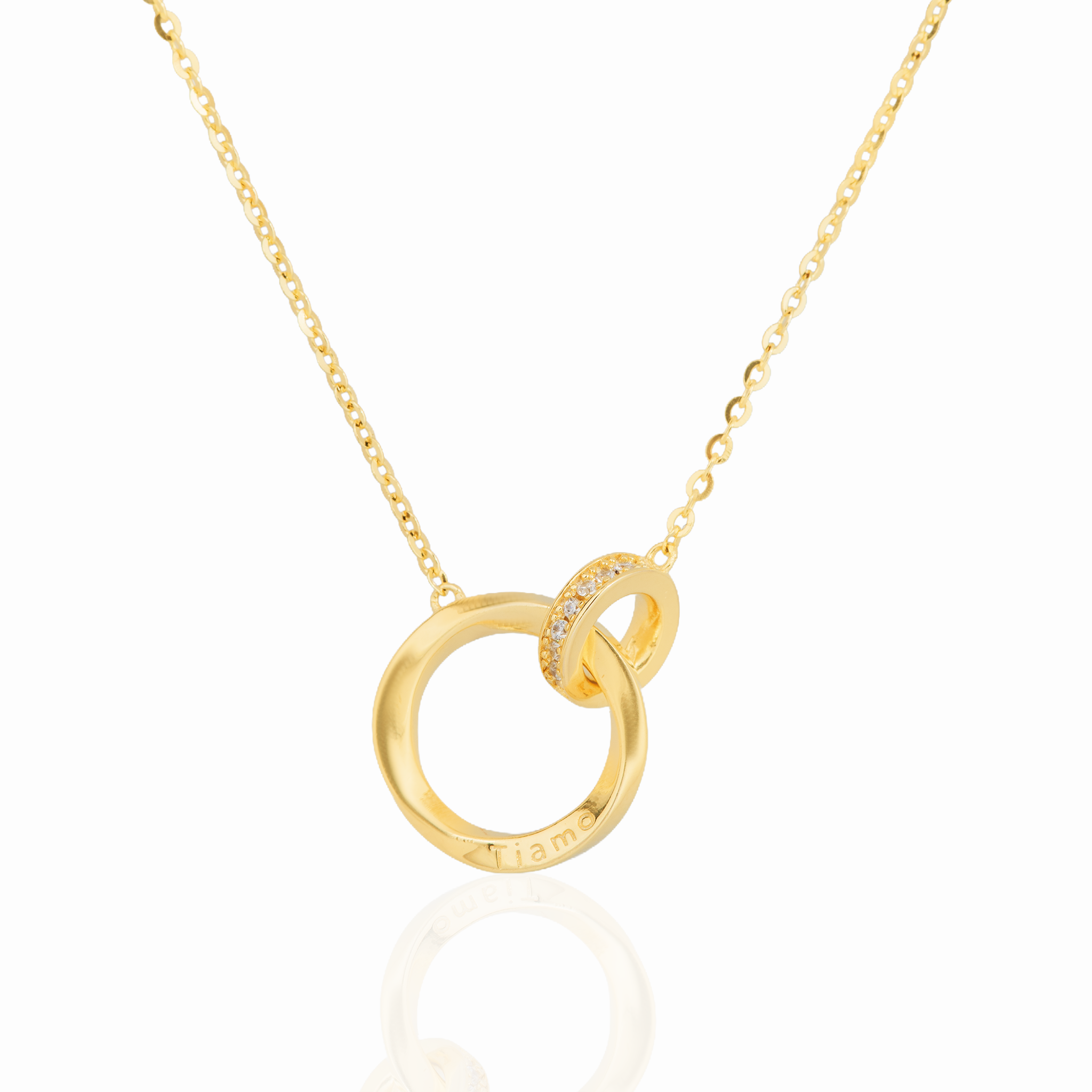 Gold-Plated Interlinked Rings Pendant Chain