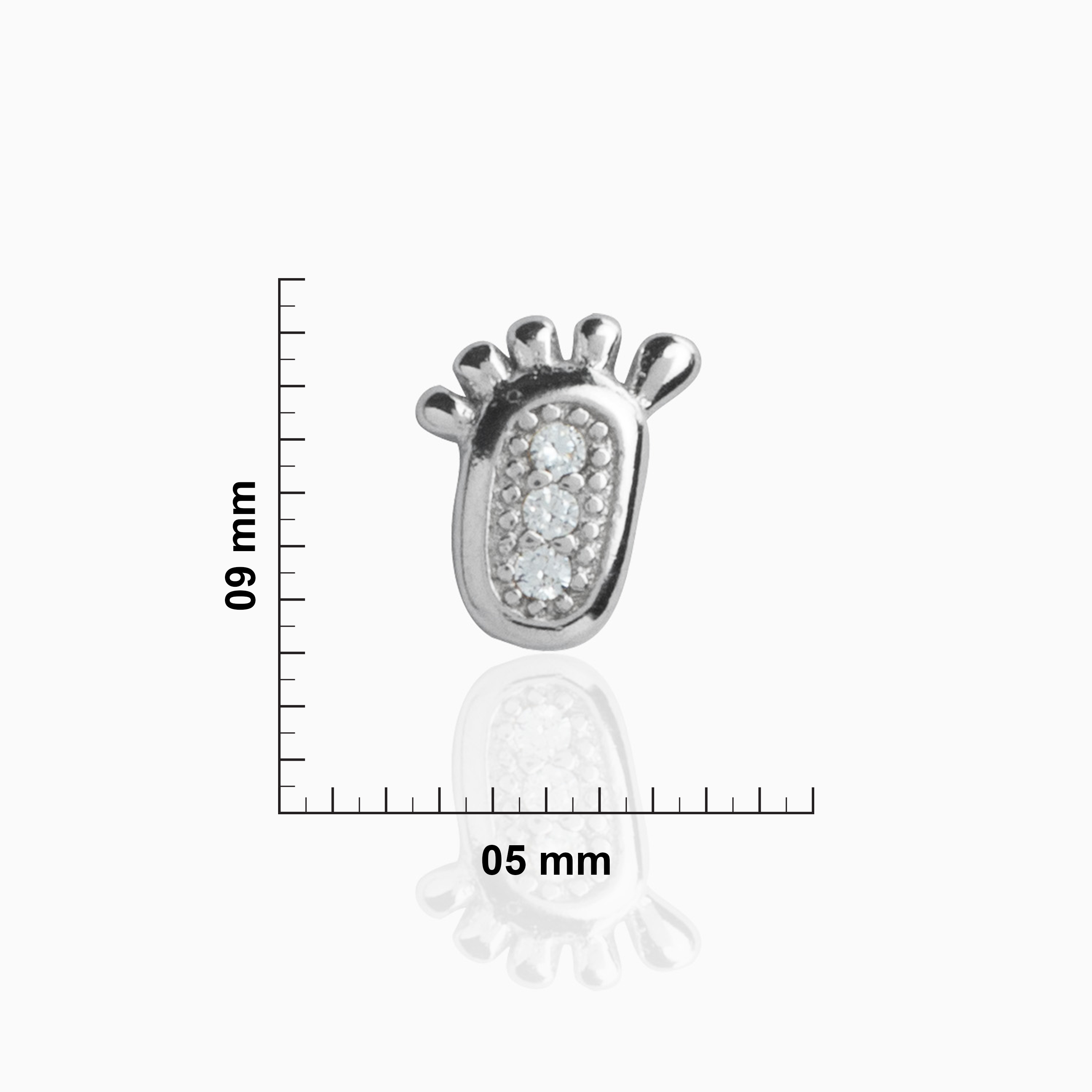 92.5 Sterling Silver Baby Feet Stud Ishna
