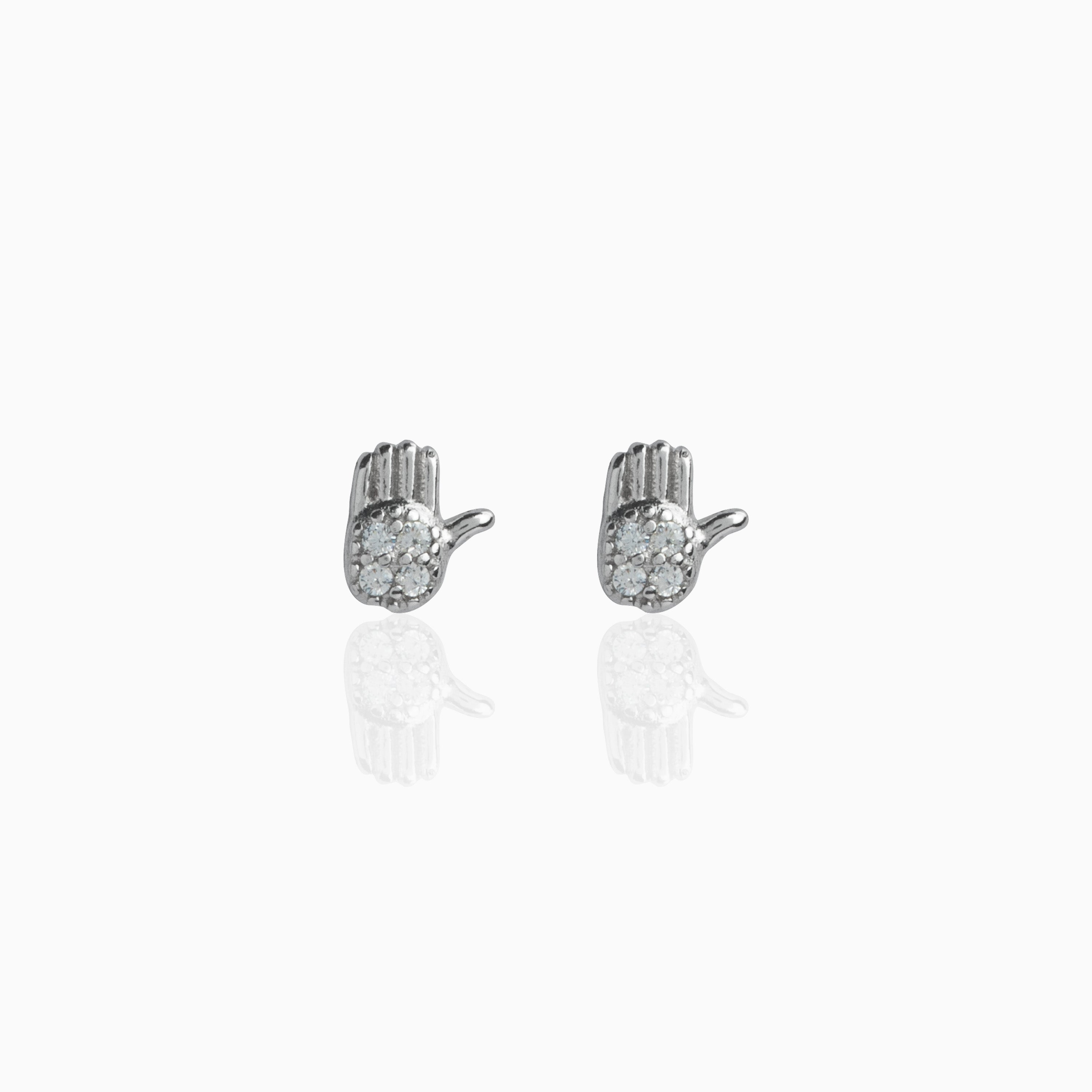 92.5 Sterling Silver Hamsa Hand Stud Ishna